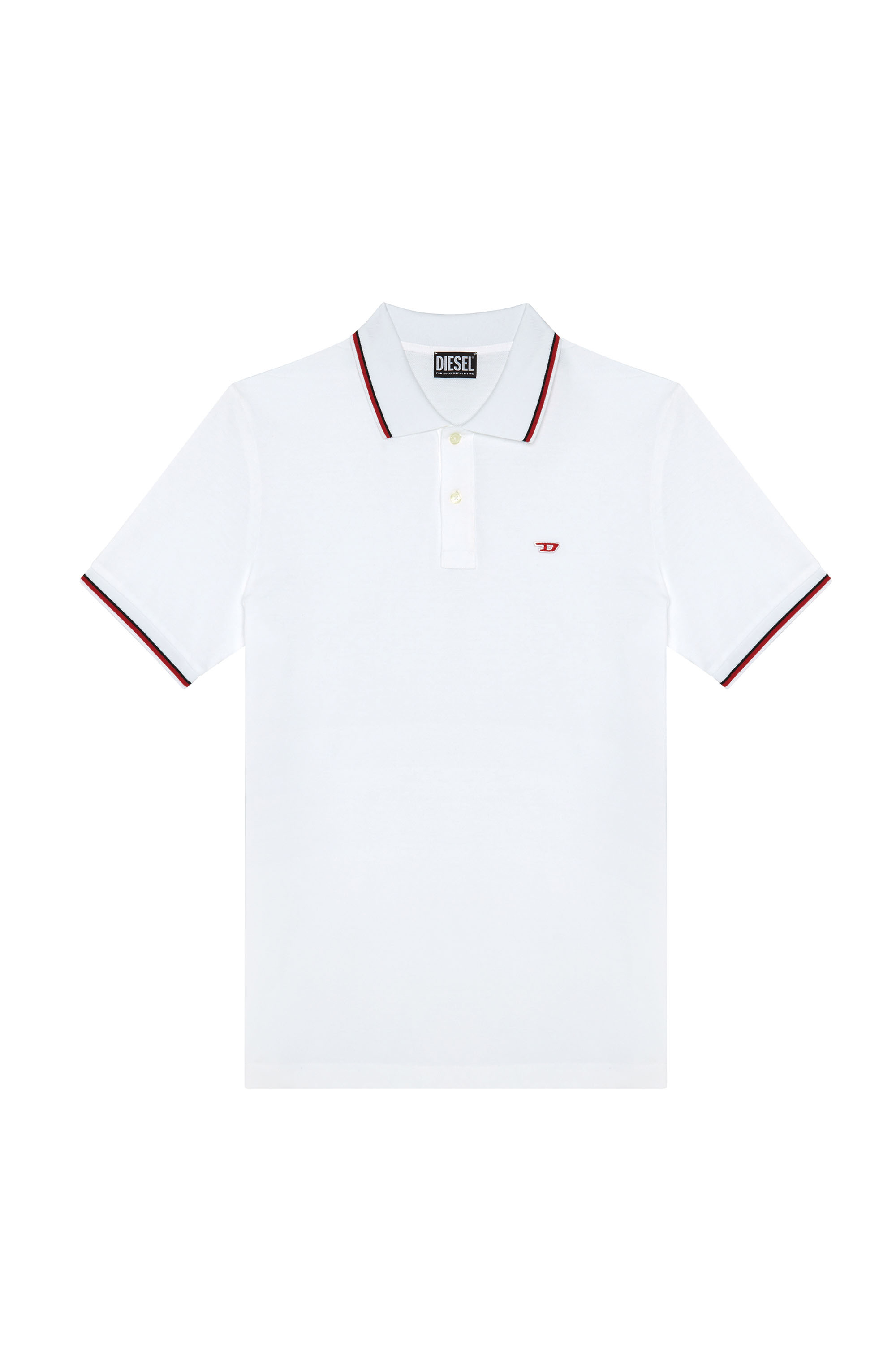 Diesel - T-SMITH-D, Man's Polo shirt with striped trims in White - 4