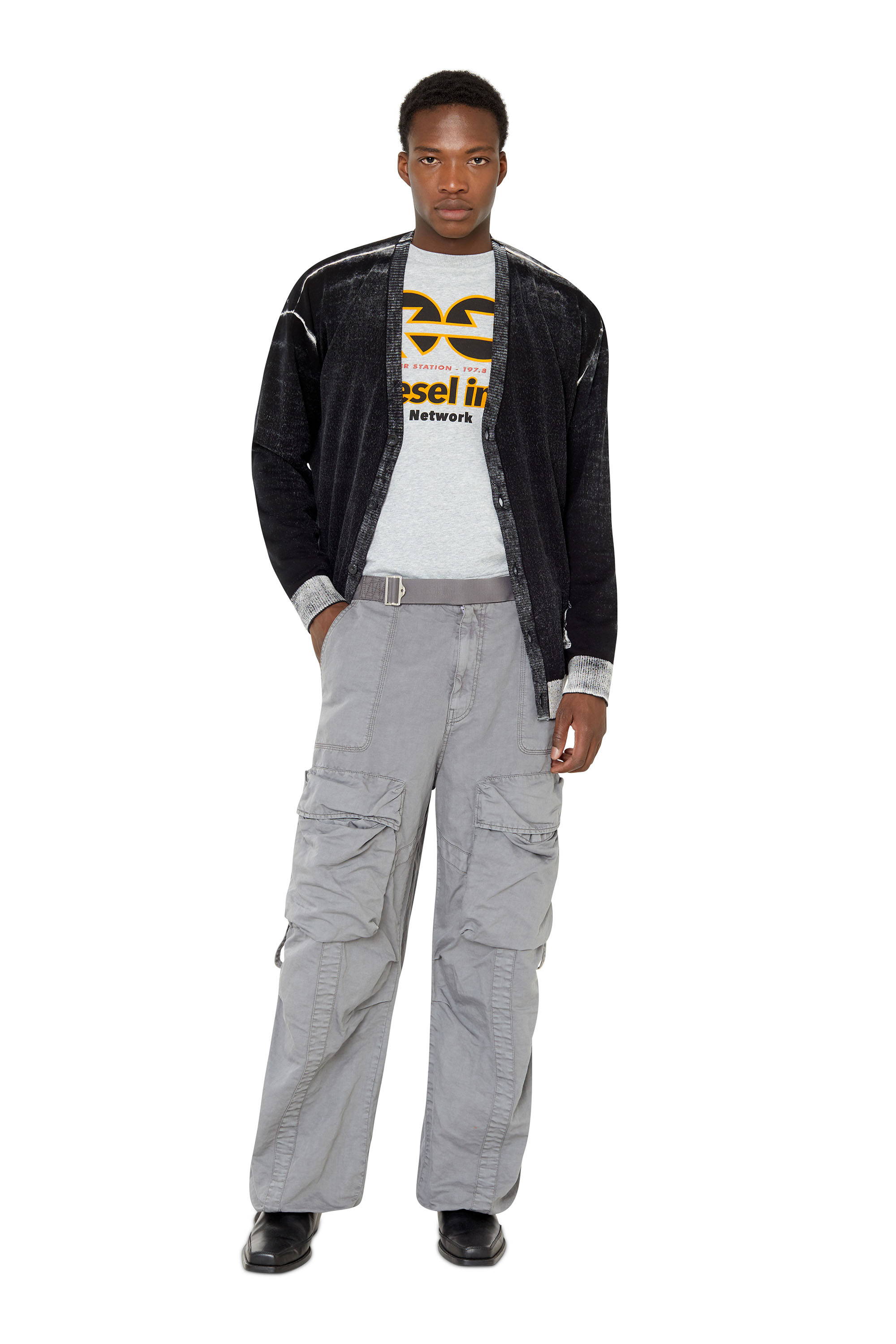 Diesel - K-LARENCE CARDIGAN, Man's Treated cardigan with DSL logo in Black - 2
