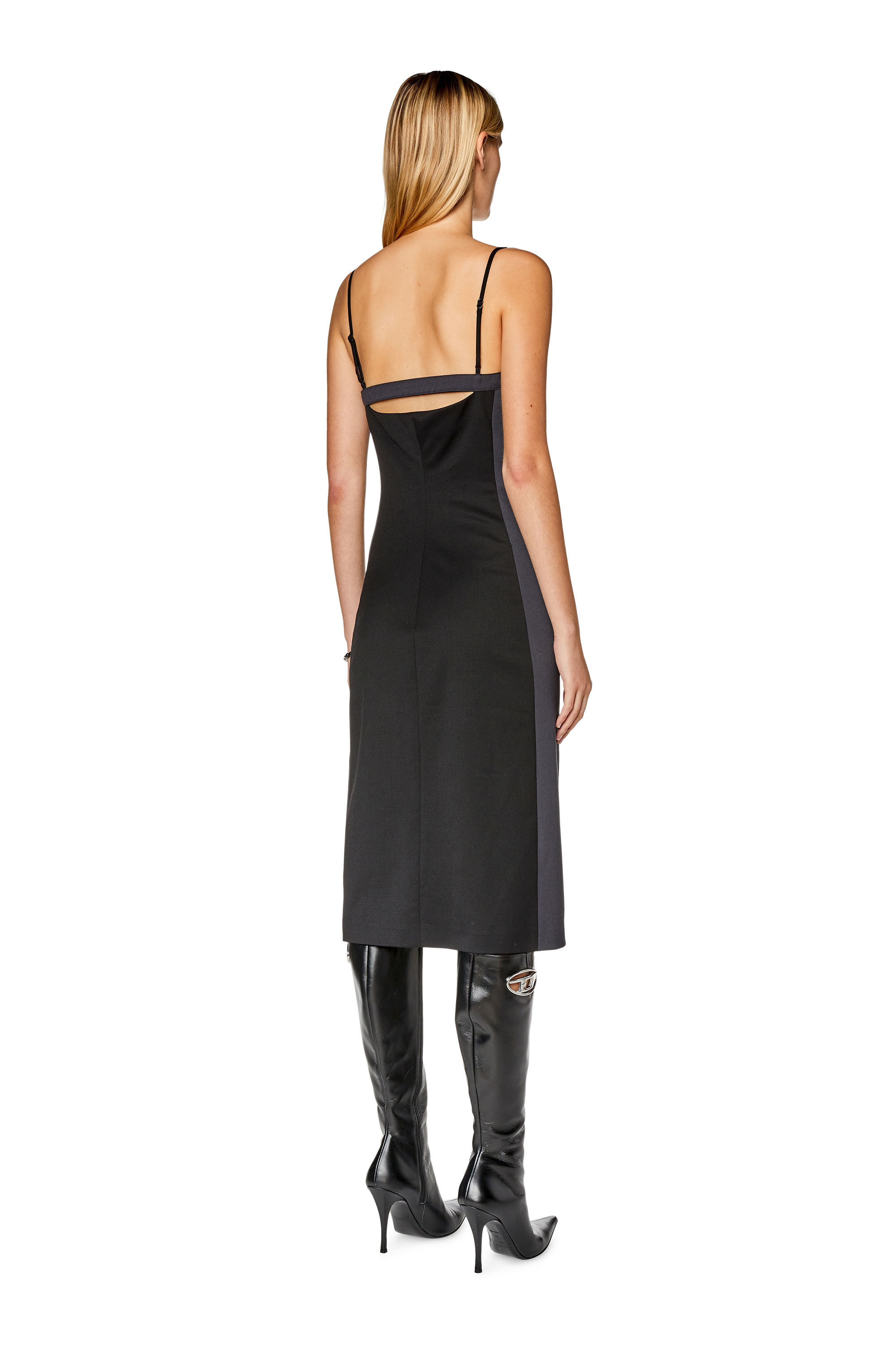 Diesel - D-DAMINI, Woman's Dress in stretch wool twill in Black/Grey - 3