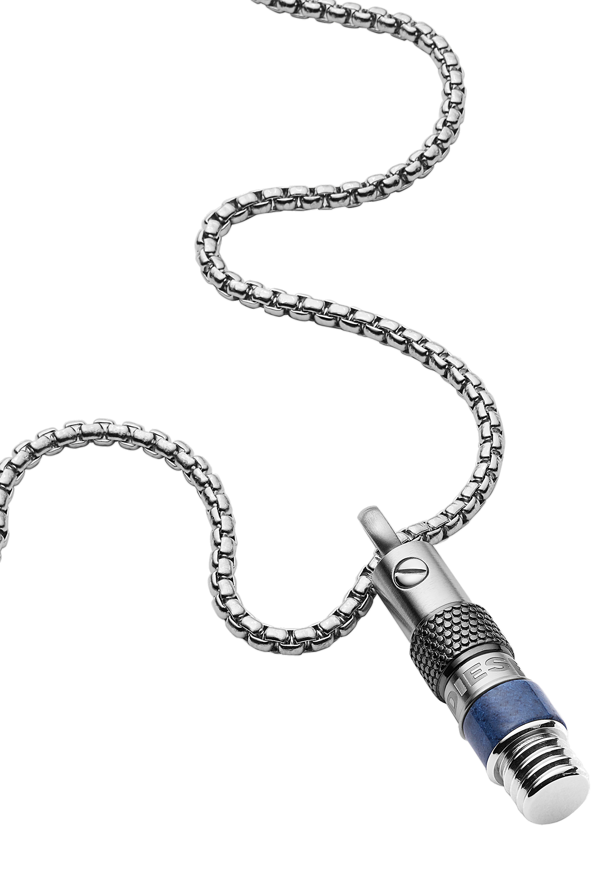 Diesel - DX1223, Man's Stainless Steel Semi-Precious Pendant Necklace in Silver - 1
