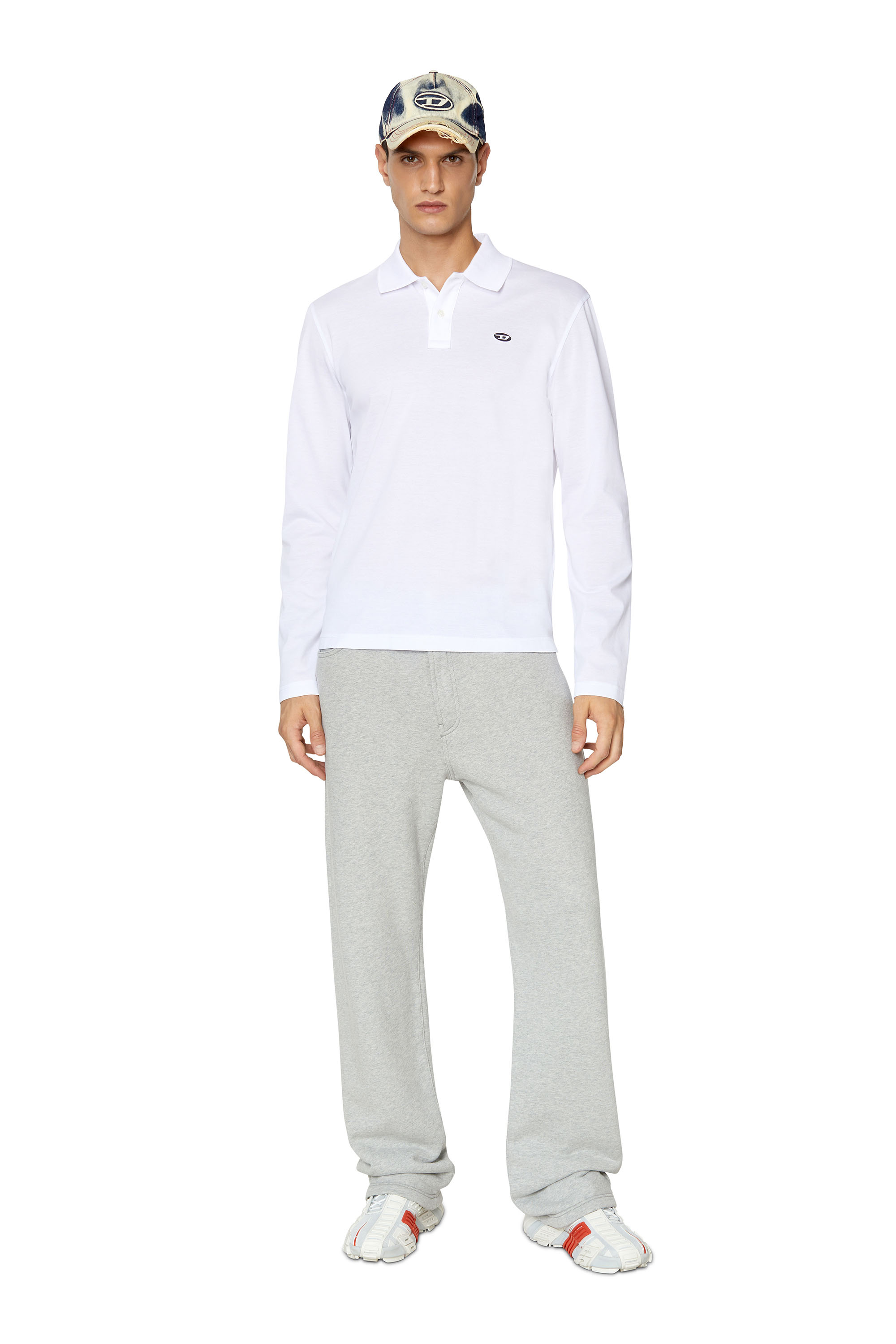 Diesel - T-SMITH-LS-DOVAL-PJ, Man's Long-sleeve polo shirt with D patch in White - 2