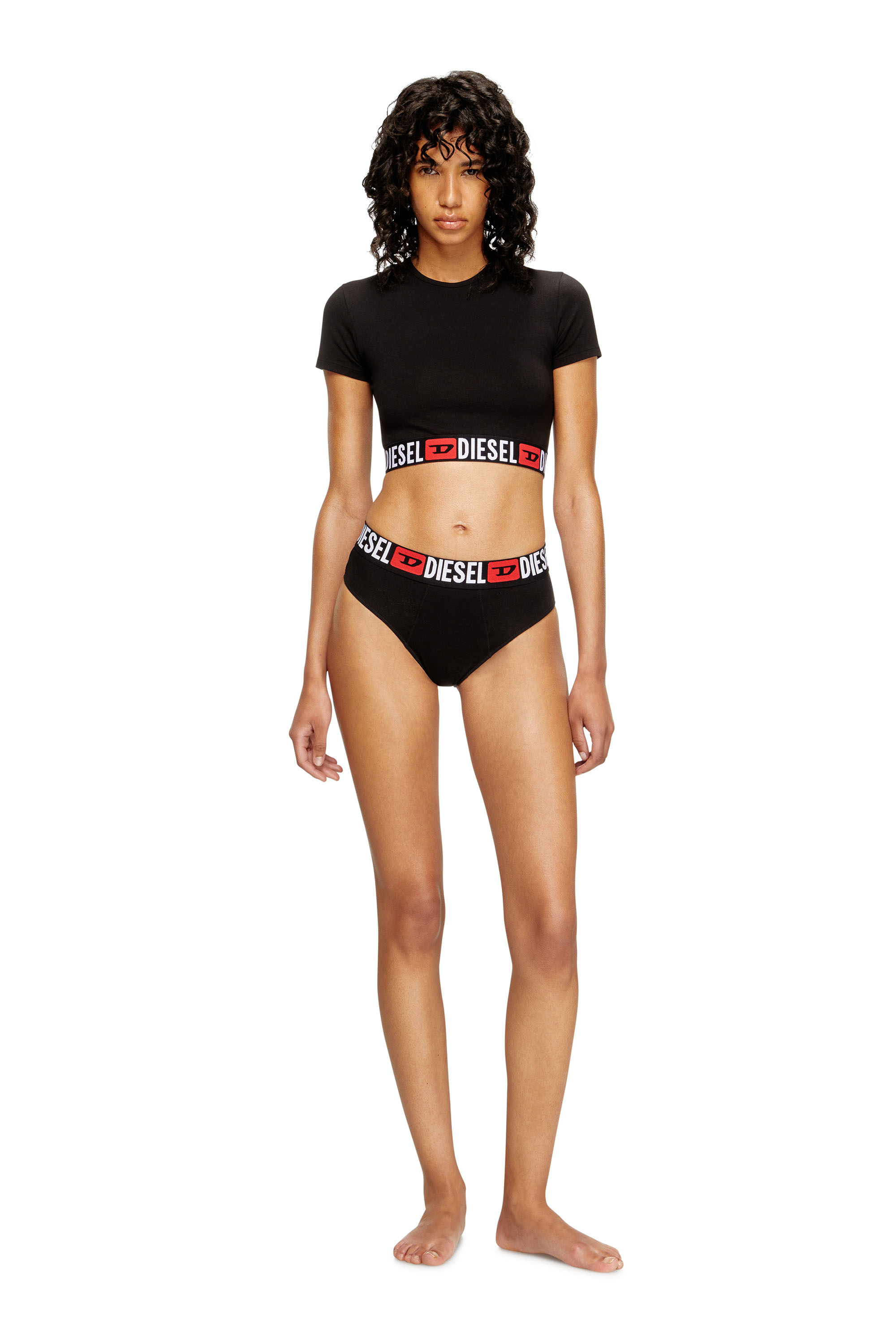 Diesel - IRMA-D-CORE, Woman's Cropped top with logo band in Black - 3