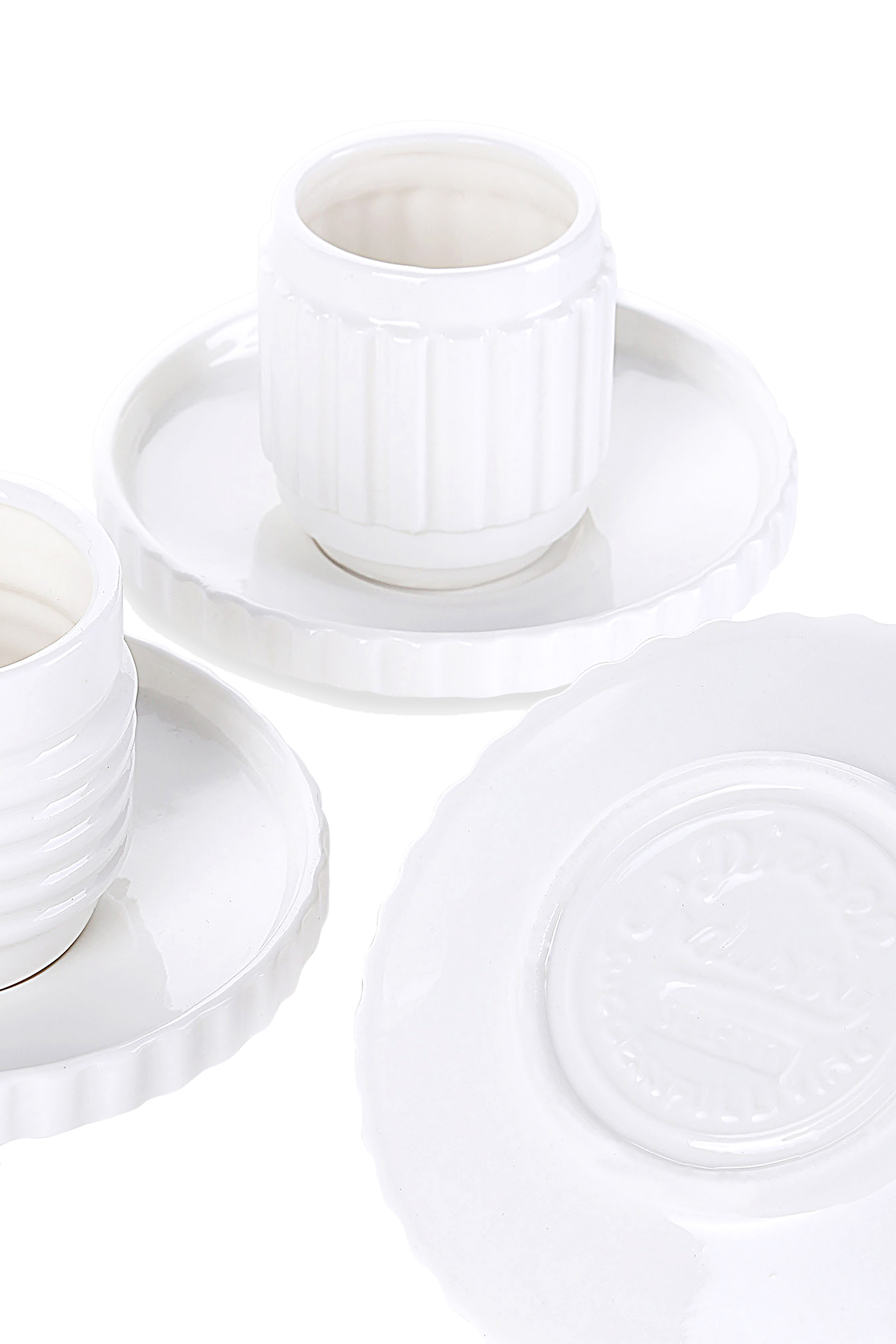 Diesel - 10909 MACHINE COLLEC, Unisex's Assorted coffee cups with saucer, set of 3 in White - 2