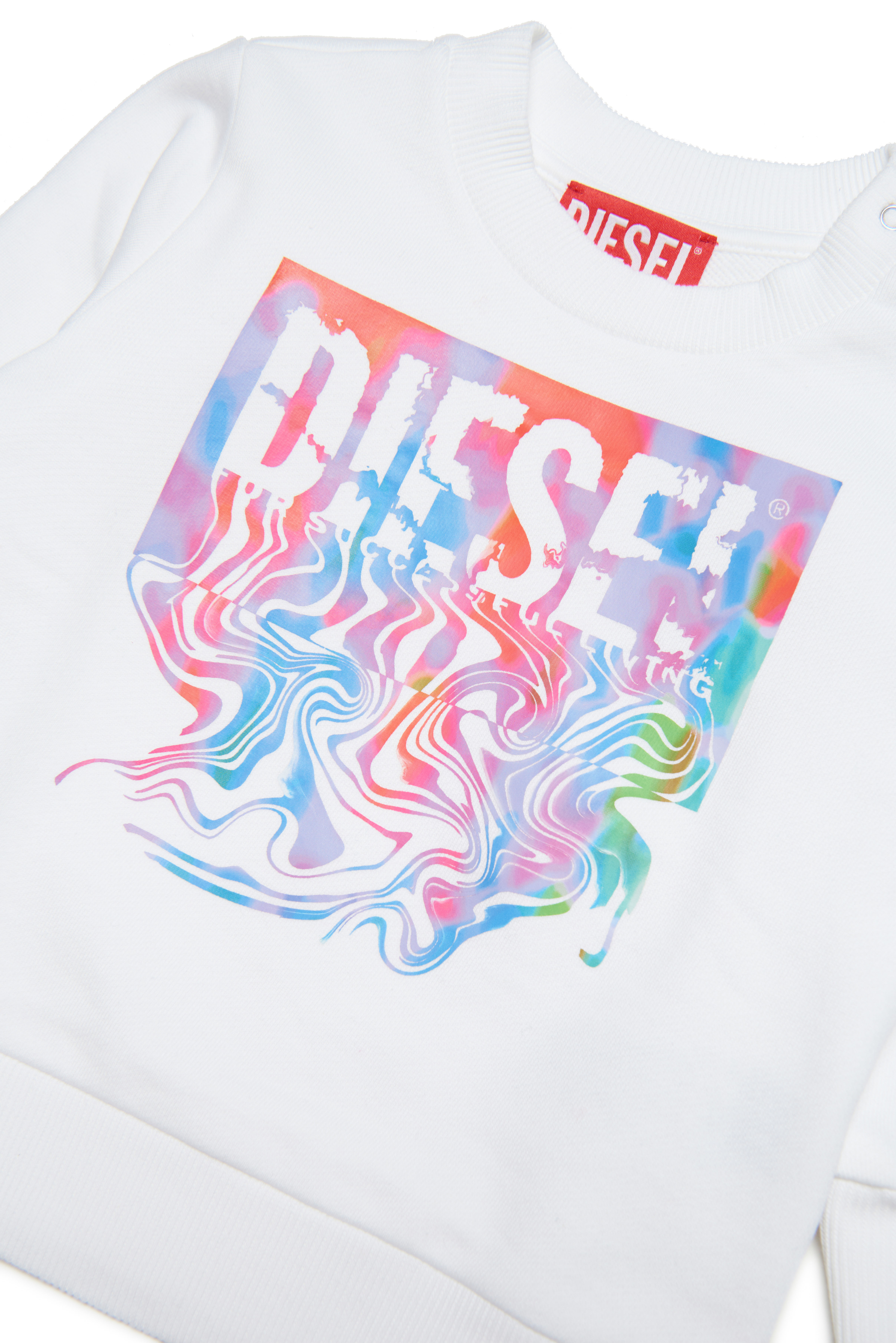 Diesel - SCOMIB, Unisex's Cotton sweatshirt with fluid logo in White - 3