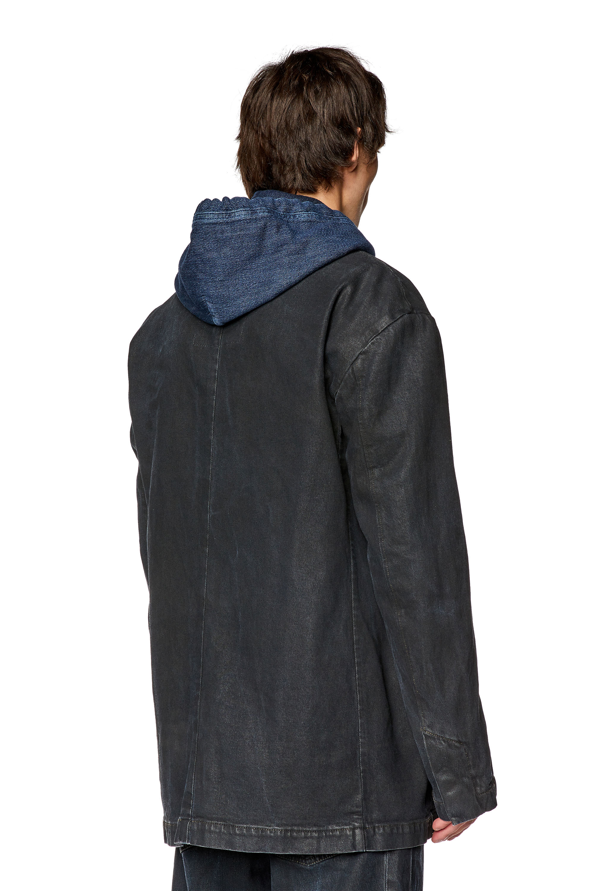 Diesel - D-BLAZ-S, Man's Blazer in coated denim in Black - 4