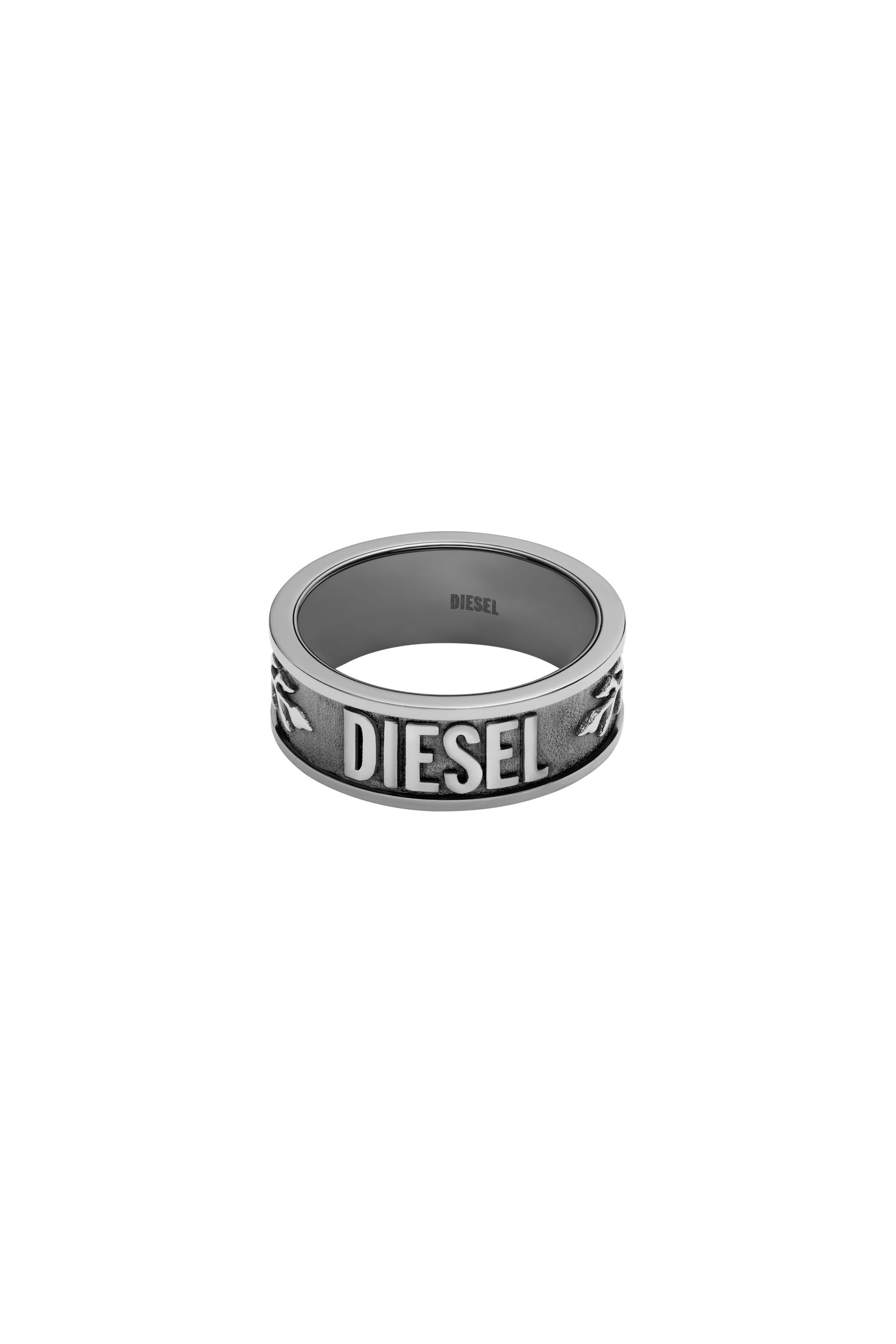 Diesel - DX1108, Man's Anello con logo in rilievo in Silver - 2