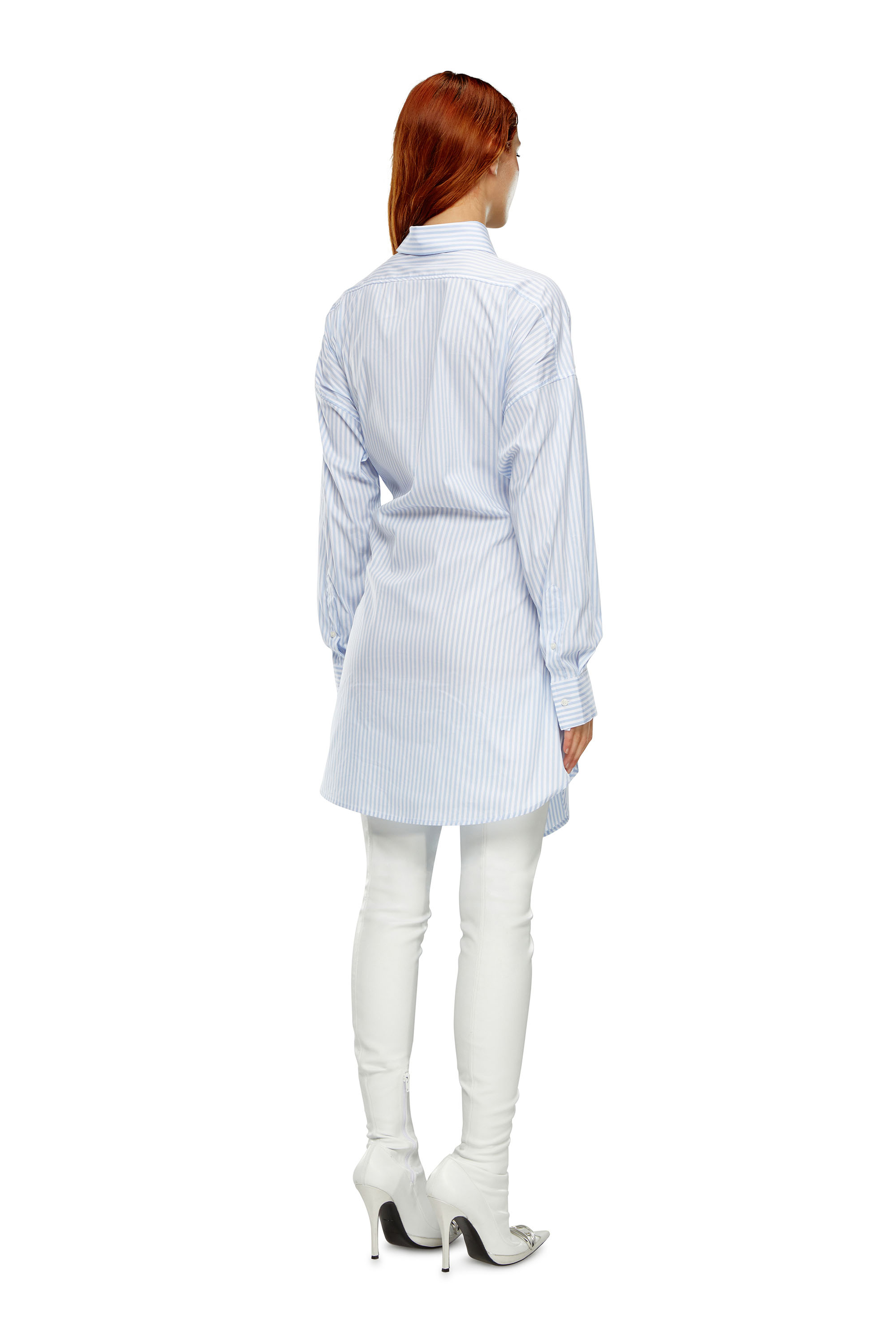 Diesel - D-SIZEN-N2, Woman's Short striped shirt dress in Light Blue - 3