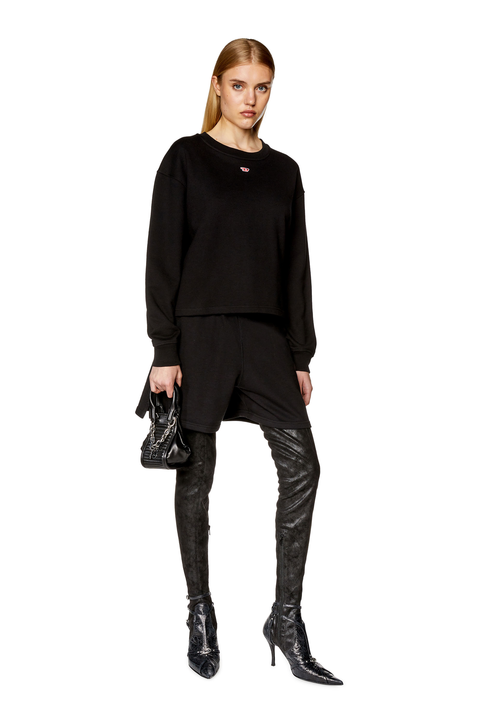 Diesel - F-JARAL-D, Woman's Oversized sweatshirt with D patch in Black - 2