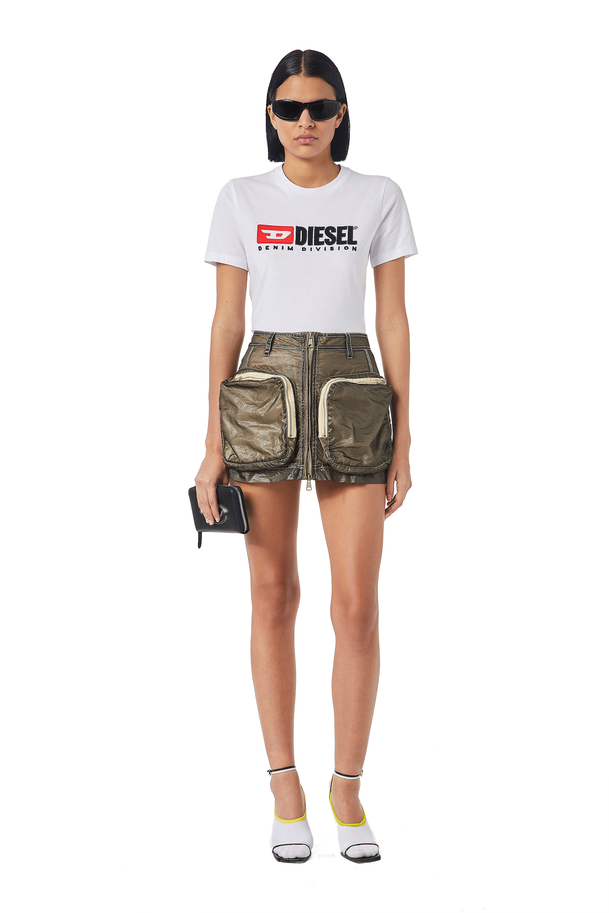 Diesel - T-REG-DIV, Woman's T-shirt with fleece patches in White - 2