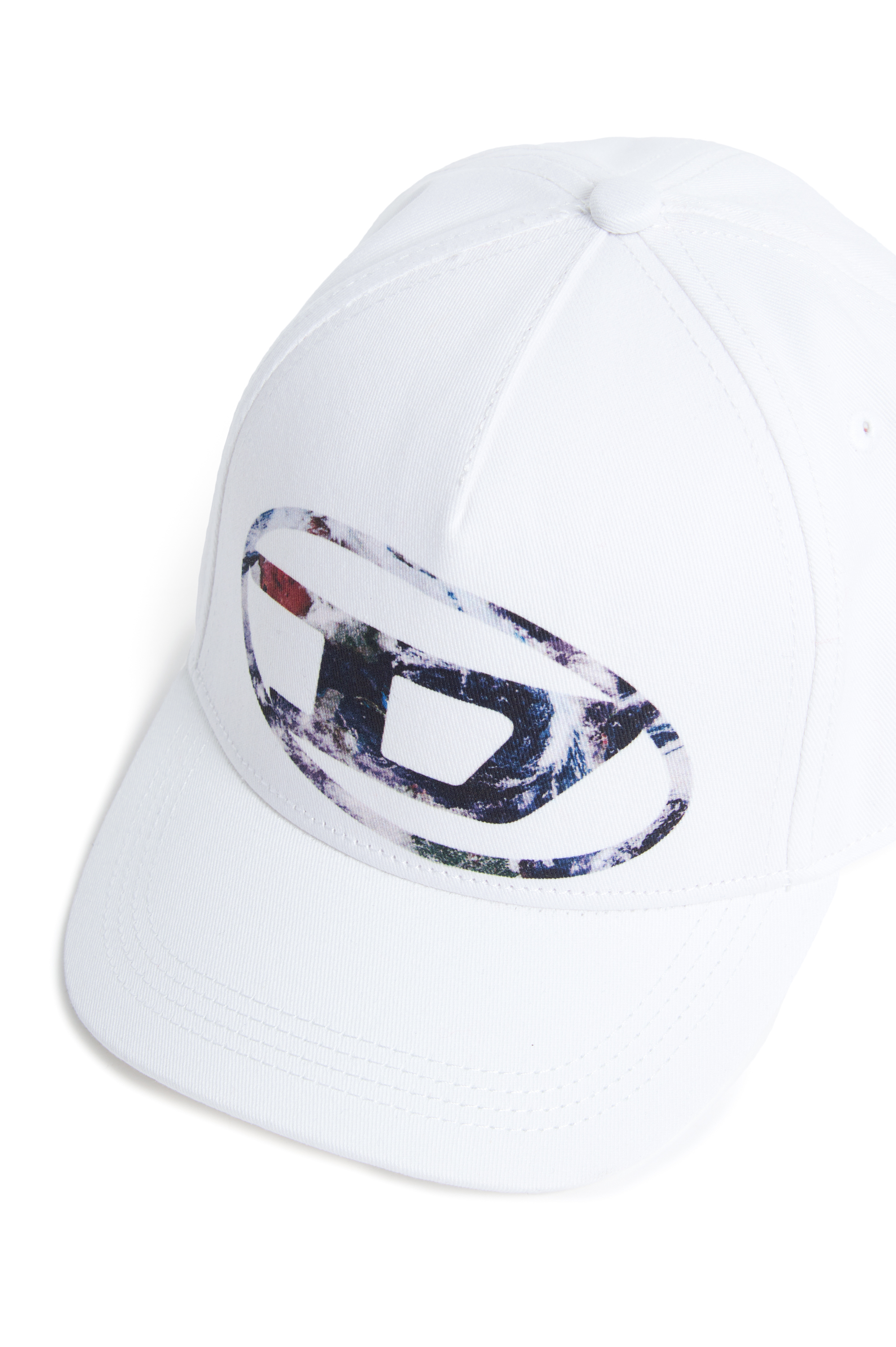 Diesel - FZERIL, Unisex's Baseball cap with Earth-print Oval D logo in White - 3