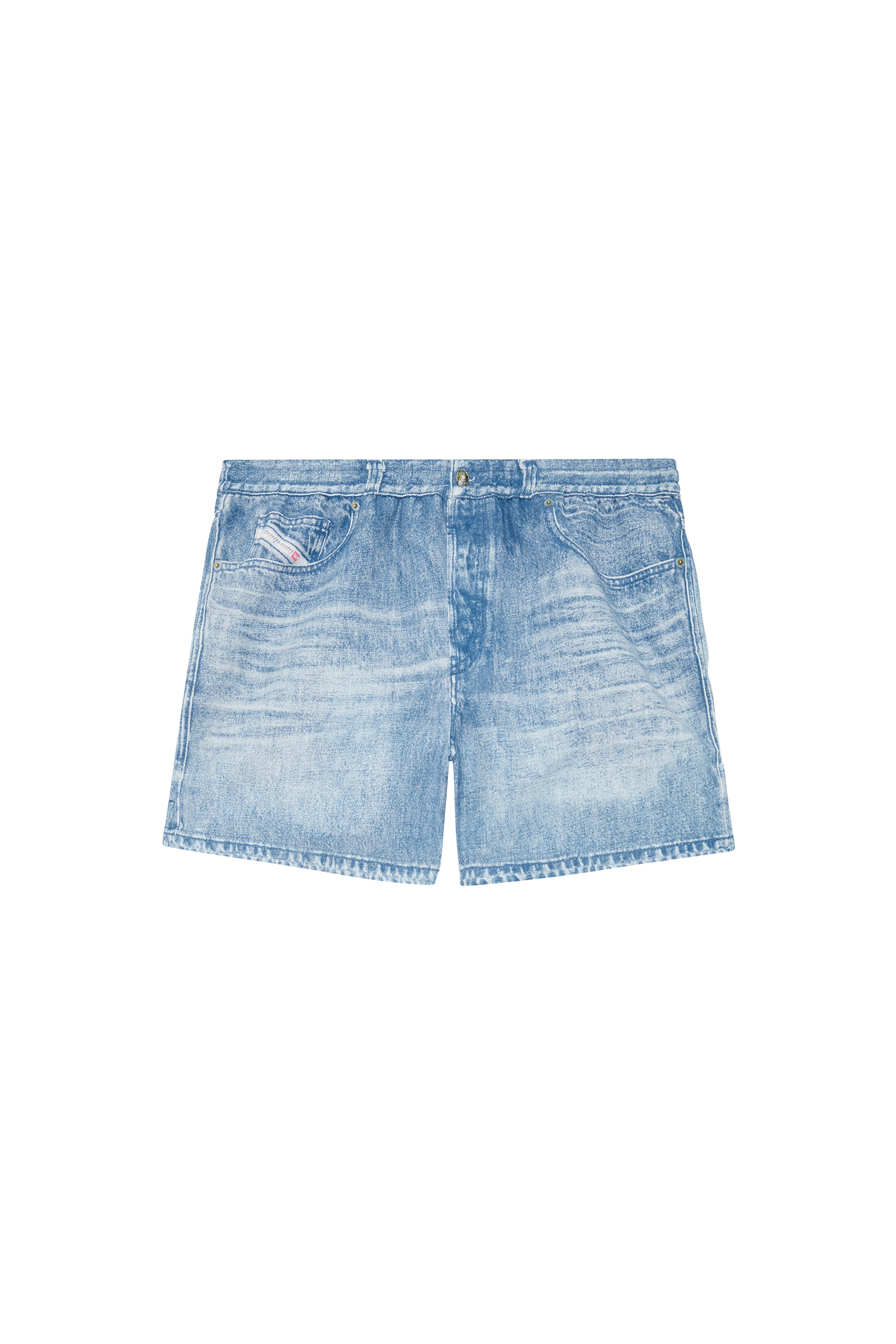 Diesel - BMBX-KEN-37, Man's Mid-length swim shorts with denim print in Light Blue - 4