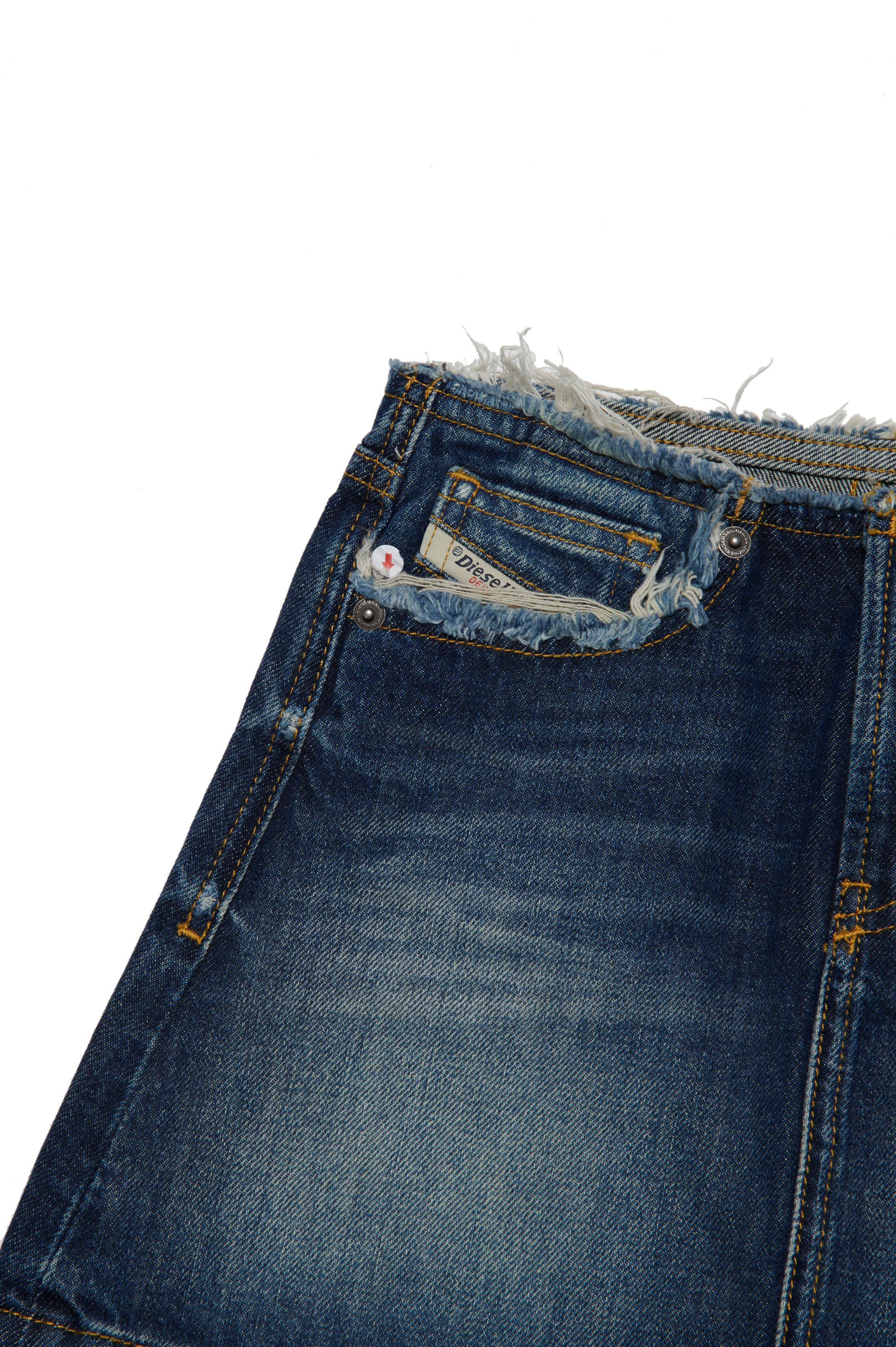 Diesel - GEALBU-S2-J, Woman's Short denim skirt with frayed details in Dark Blue - 3