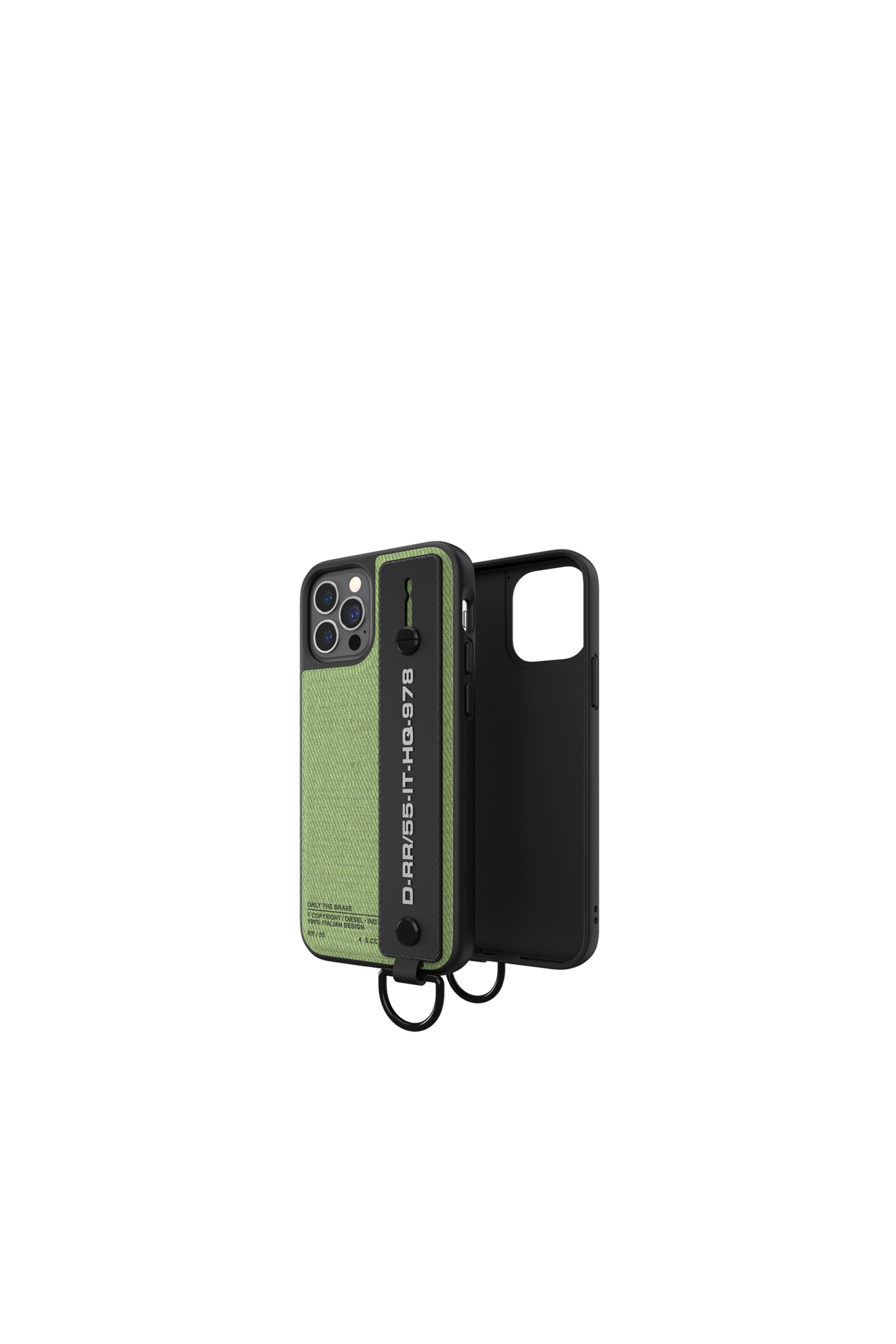 Diesel - 44291  HANDSTRAP CASE, Unisex's Handstrap case utility twill for iPhone 12 / 12 Pro in Green - 1