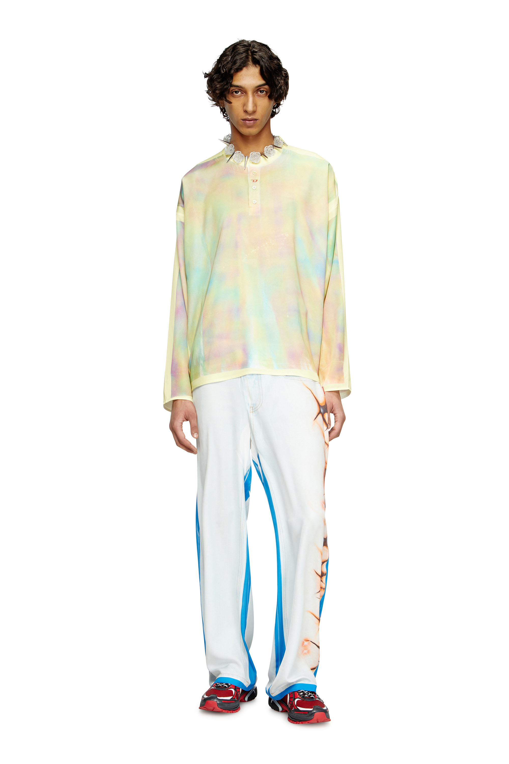 Diesel - T-OLAVI-A-SER-GRAFFITI-CHI, Unisex's Henley top with graffiti print in Yellow - 1
