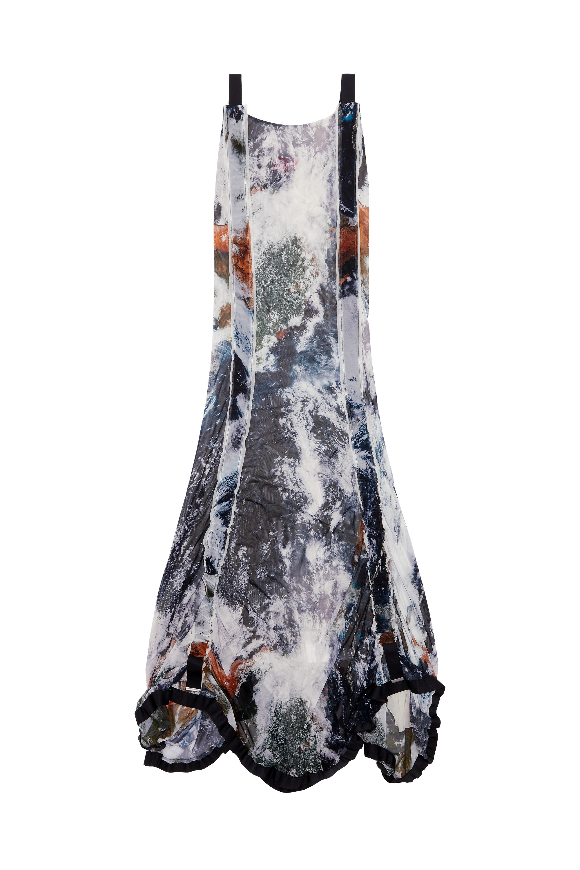 Diesel - D-TYLER, Woman's Draped dress with Planet print in Black/Grey - 2