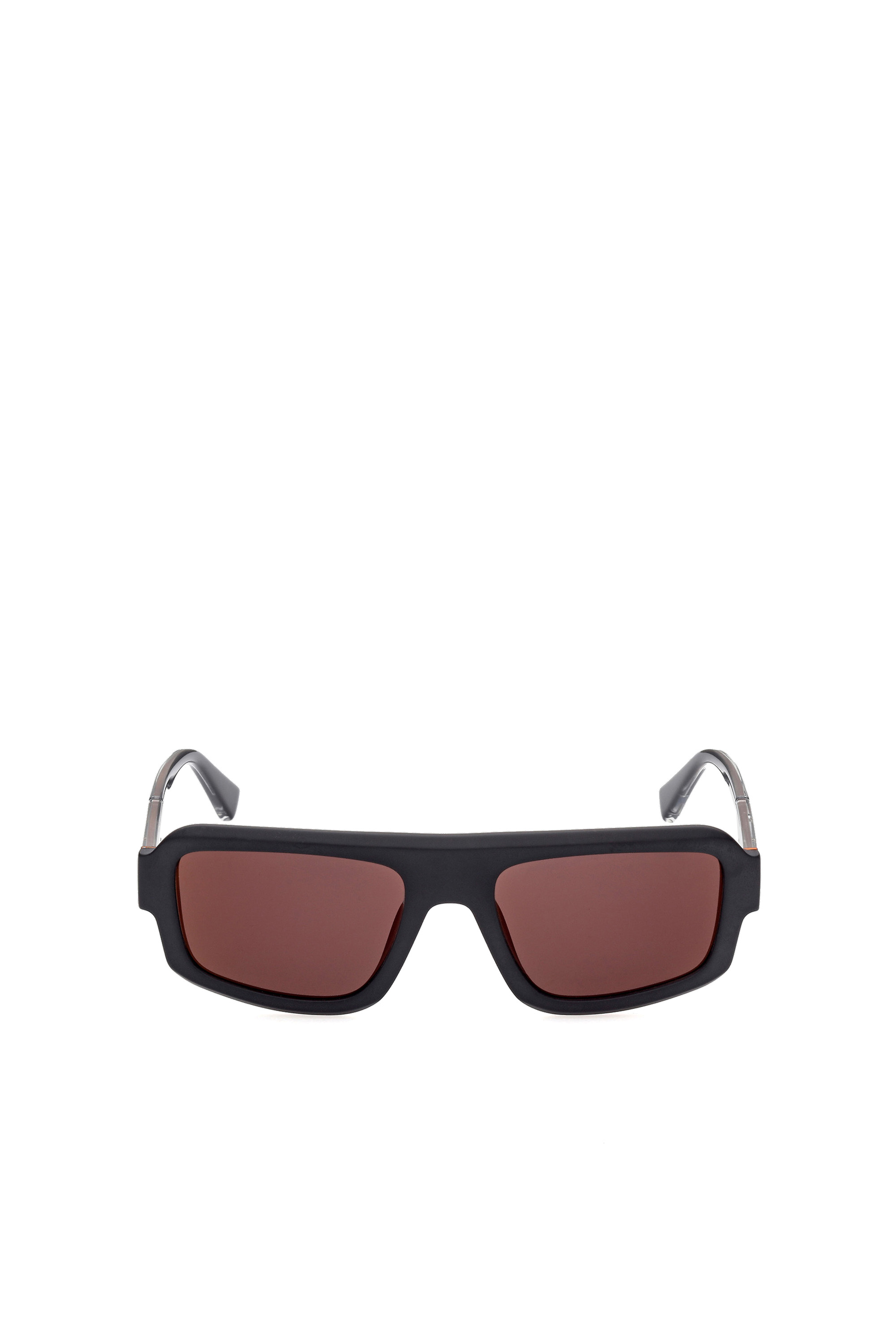 Diesel - DL0348, Man's Wrap fitting with bold construction sunglasses in Black/Red - 2
