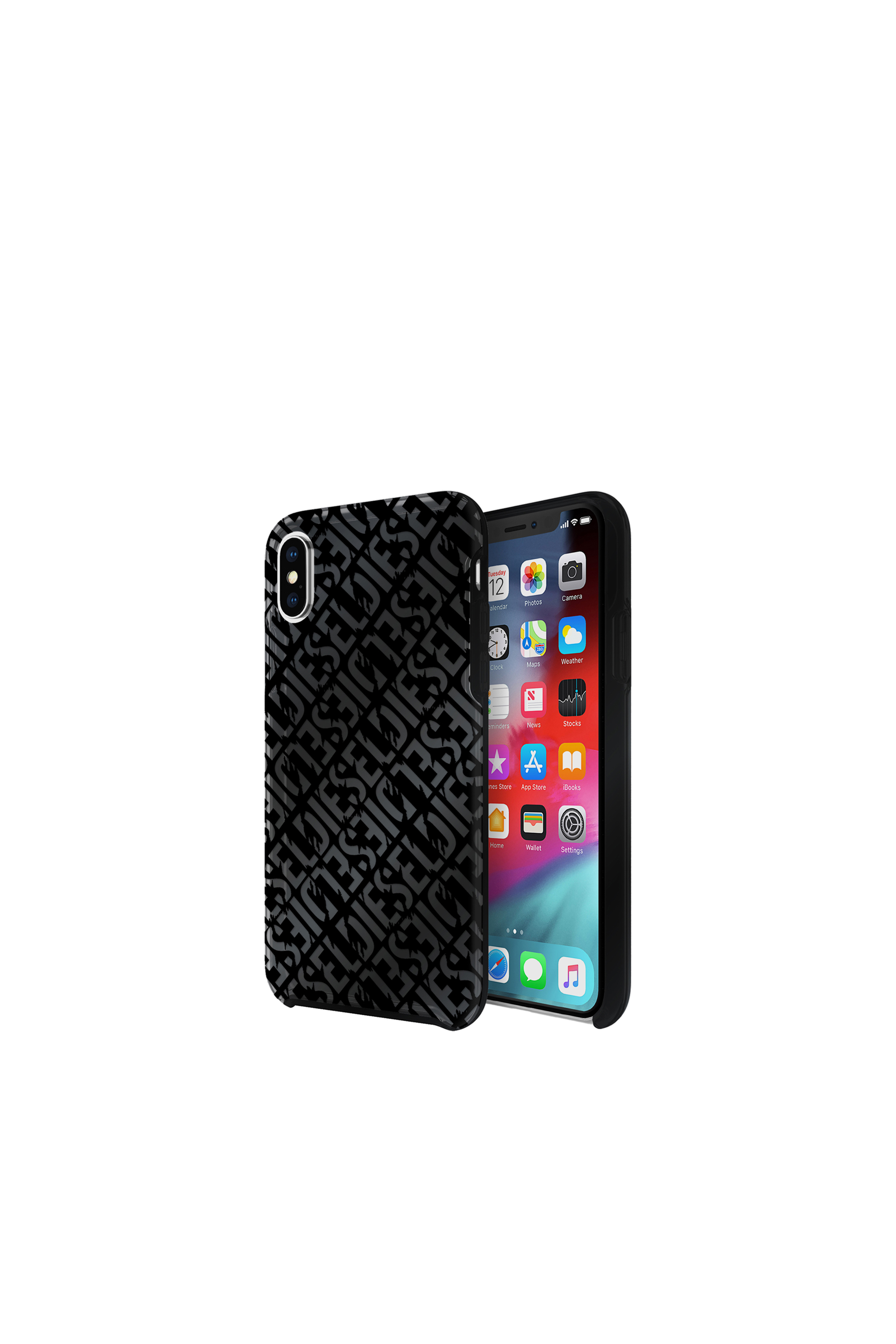 Diesel - DIESEL PRINTED CO-MOLD CASE FOR IPHONE XS & IPHONE X, Unisex's Distressed logo pattern case, iPhone XS & iPhone X in Black - 1