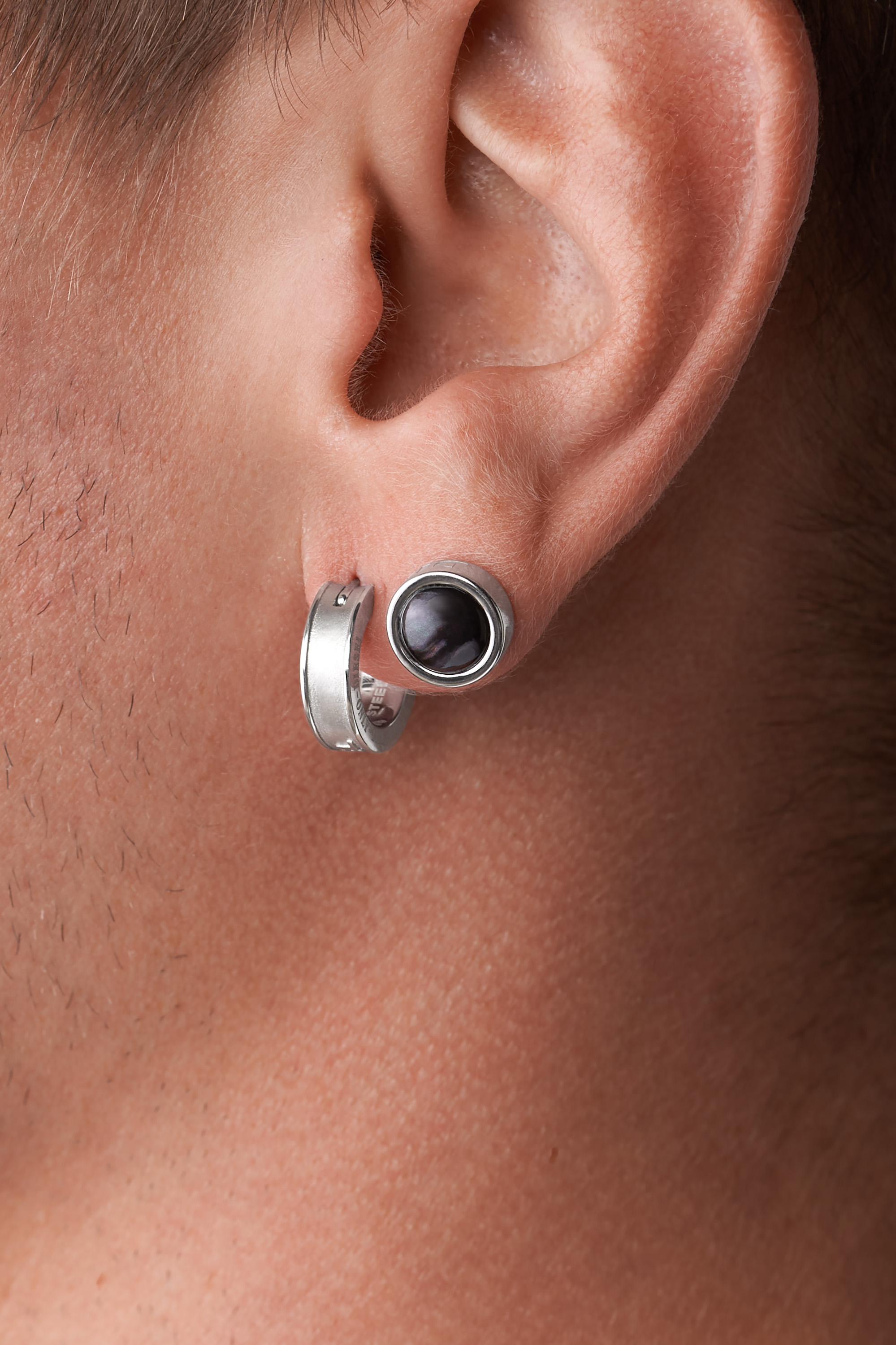 Diesel - DX1324, Unisex's Stainless Steel Stud Earring in Black/Grey - 3