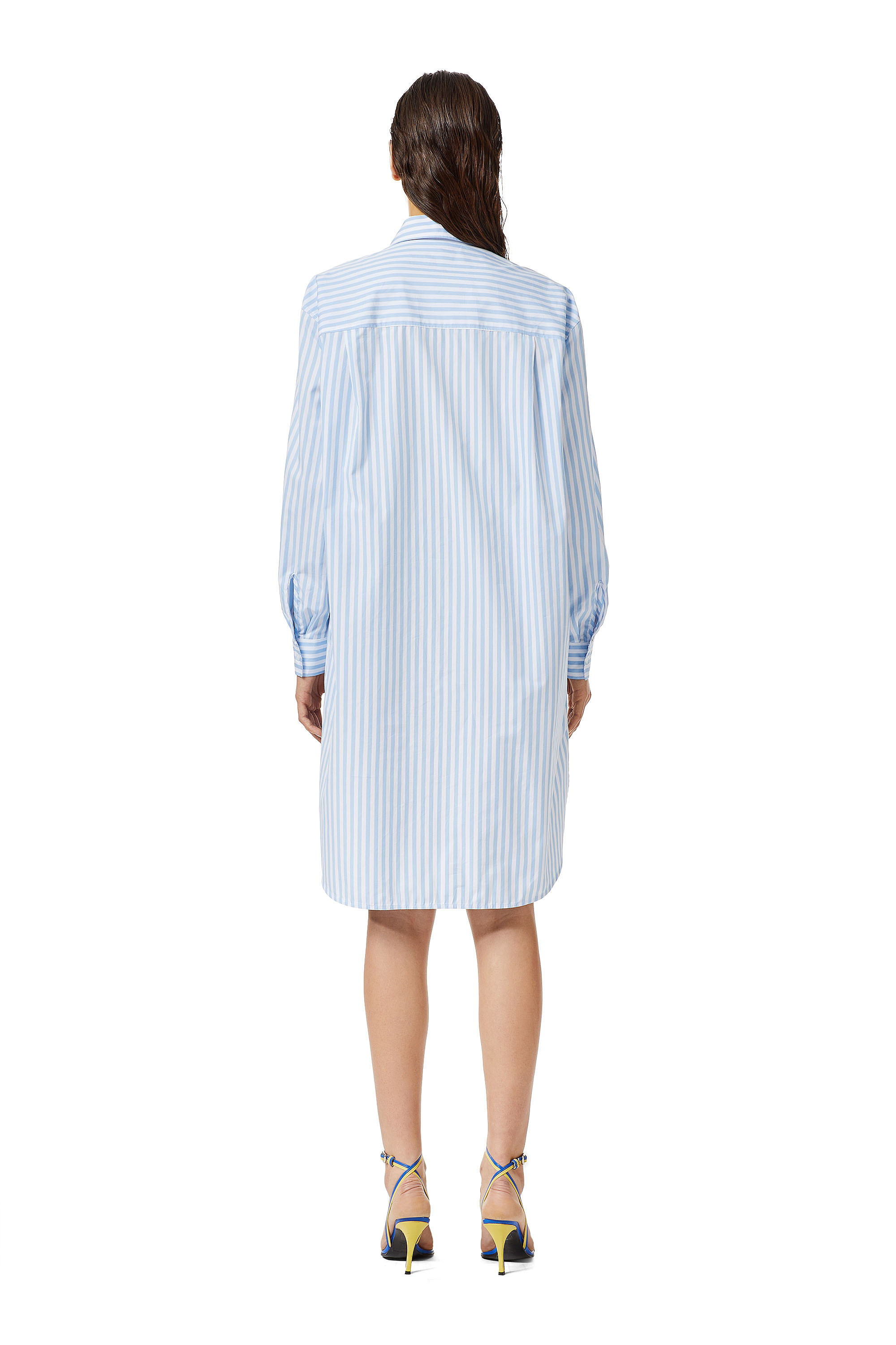 Diesel - D-LUNAR, Woman's Oversized striped shirt dress in Light Blue - 3
