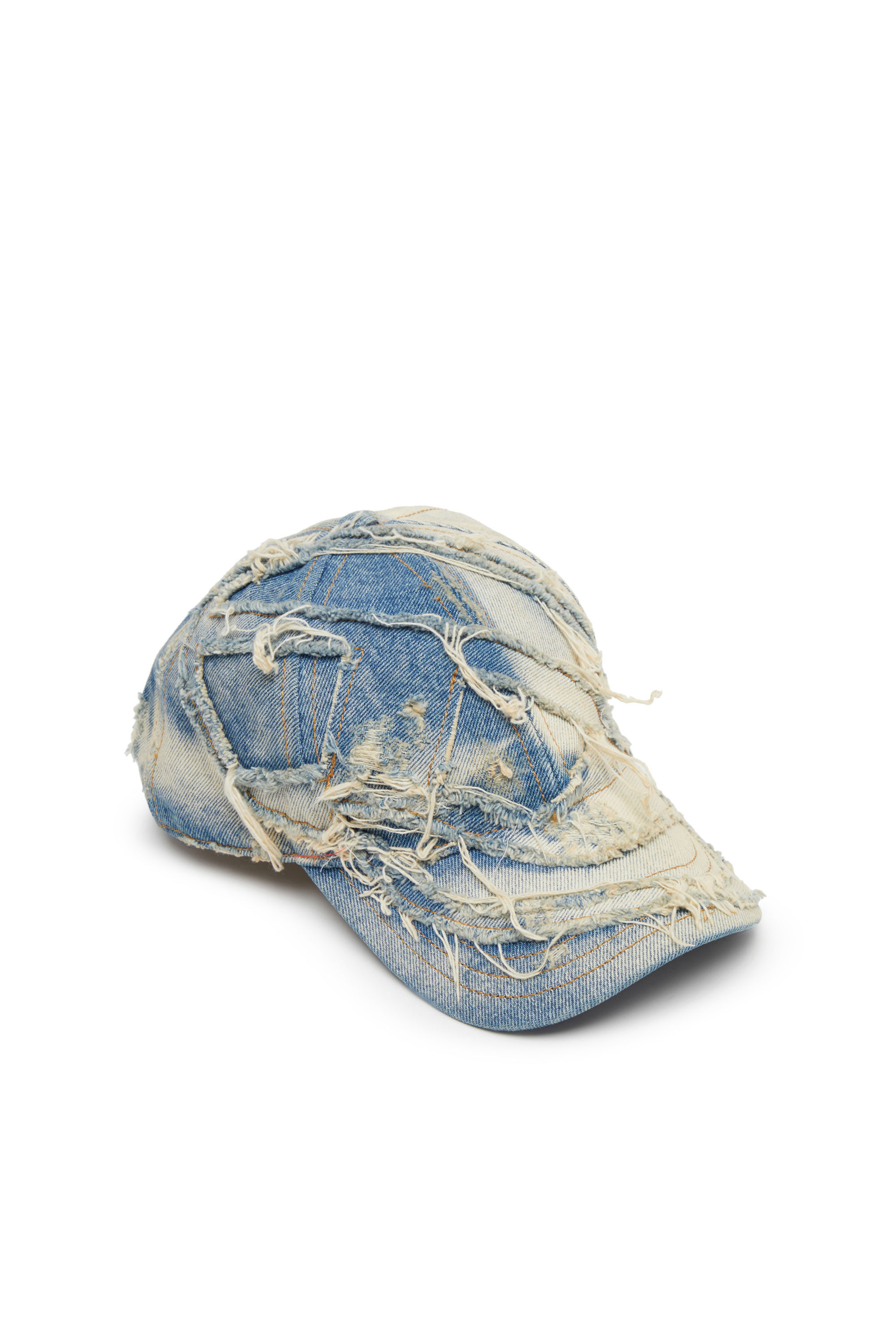 Diesel - C-OBI-DNM, Man's Baseball hat in destroyed denim in Light Blue - 3