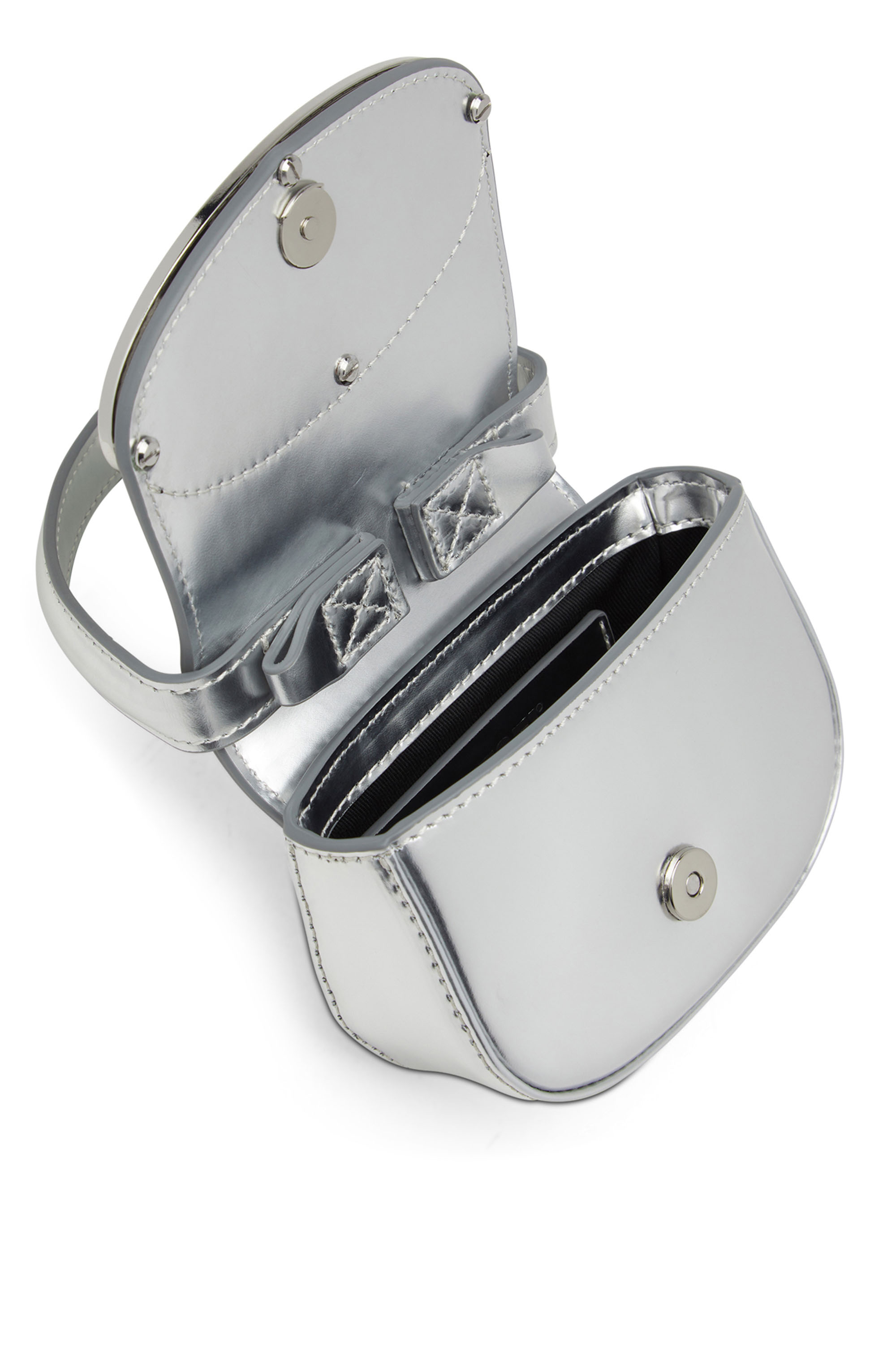 Diesel - 1DR XS, Woman's Mirror leather mini bag in Silver - 4