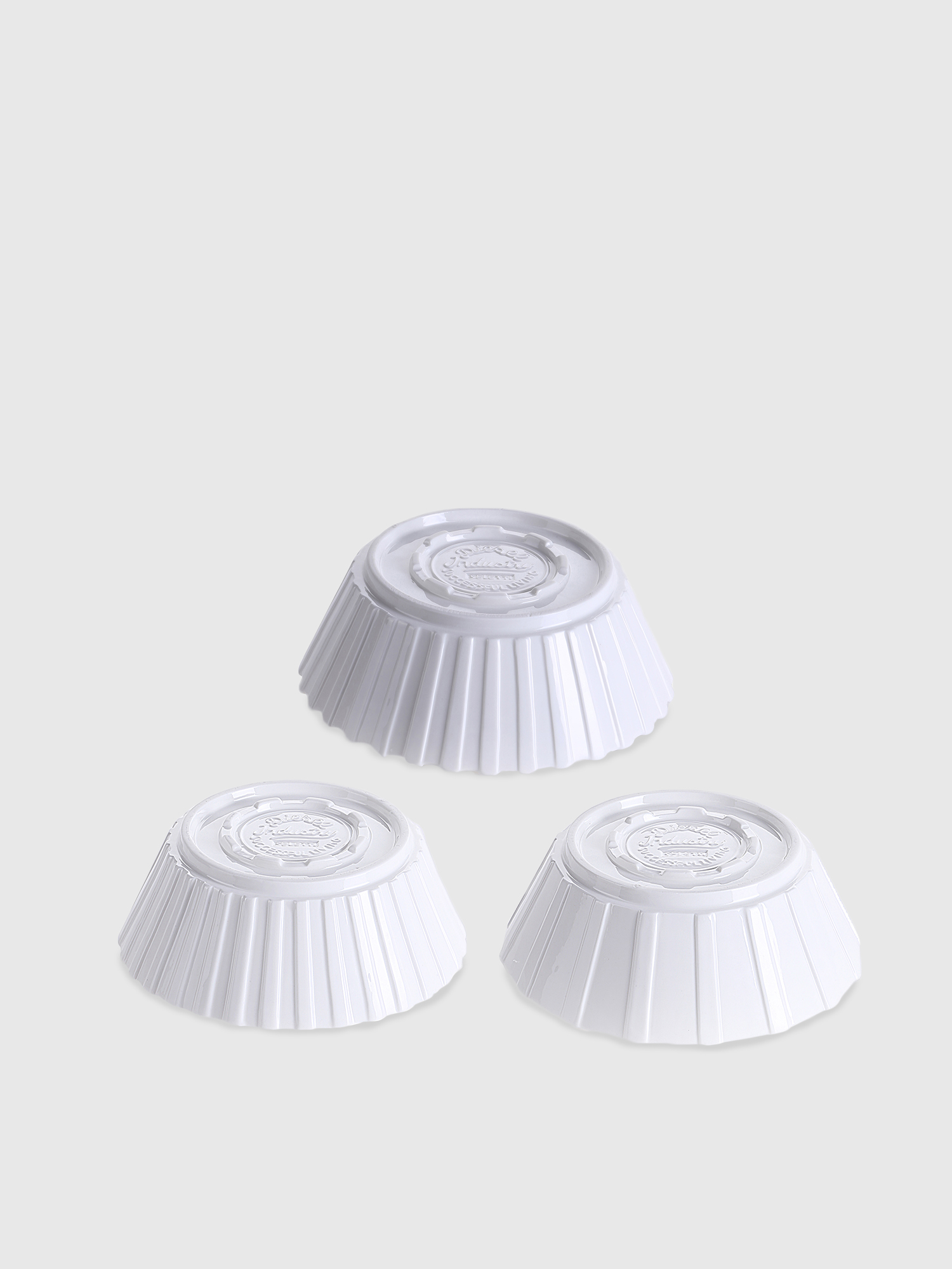 Diesel - 10912 MACHINE COLLEC, Unisex's Classic porcelain fruit bowls, set of 3 in White - 2