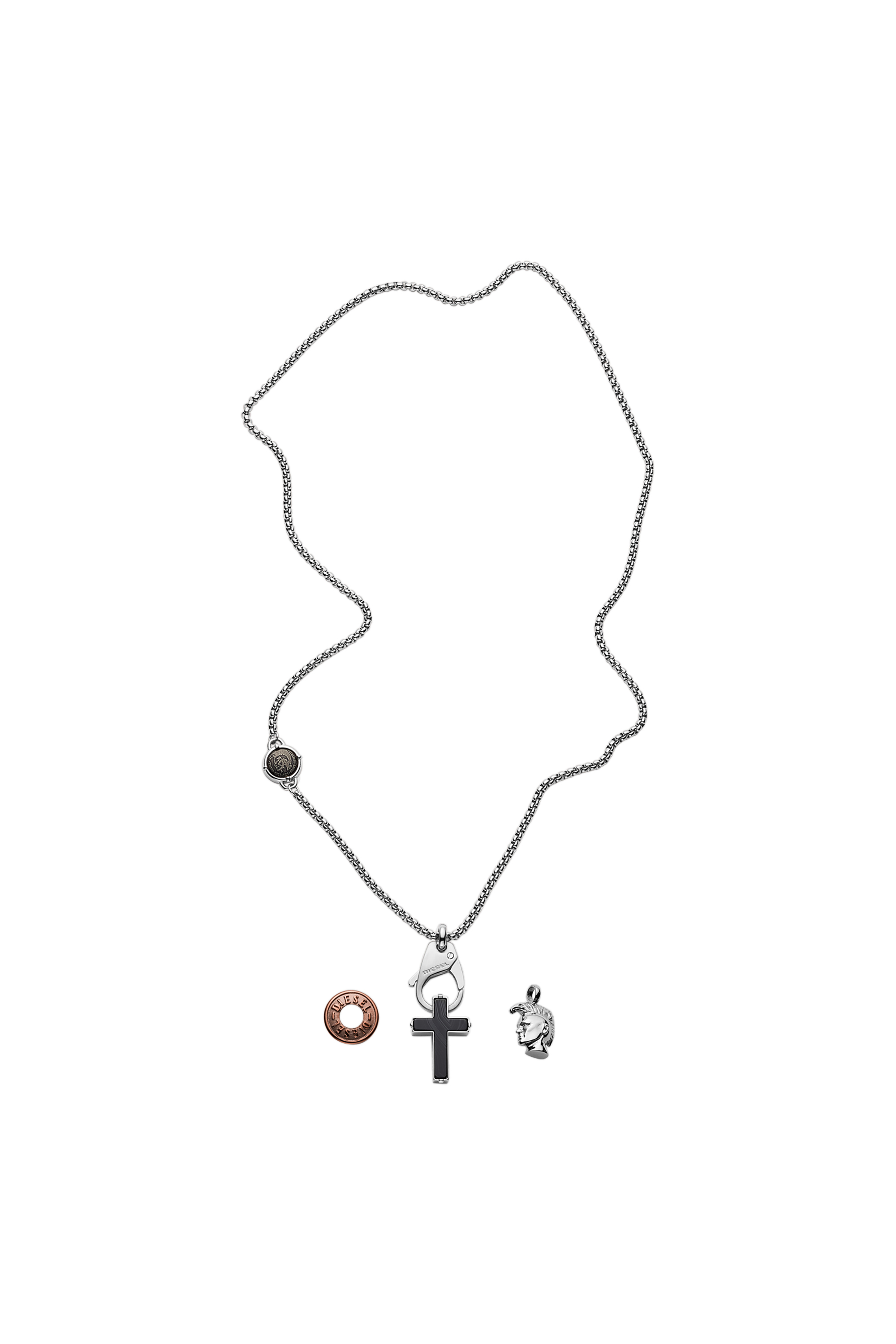 Diesel - DX1215, Man's Stainless Steel Interchangeable Pendant Necklace in Silver - 2