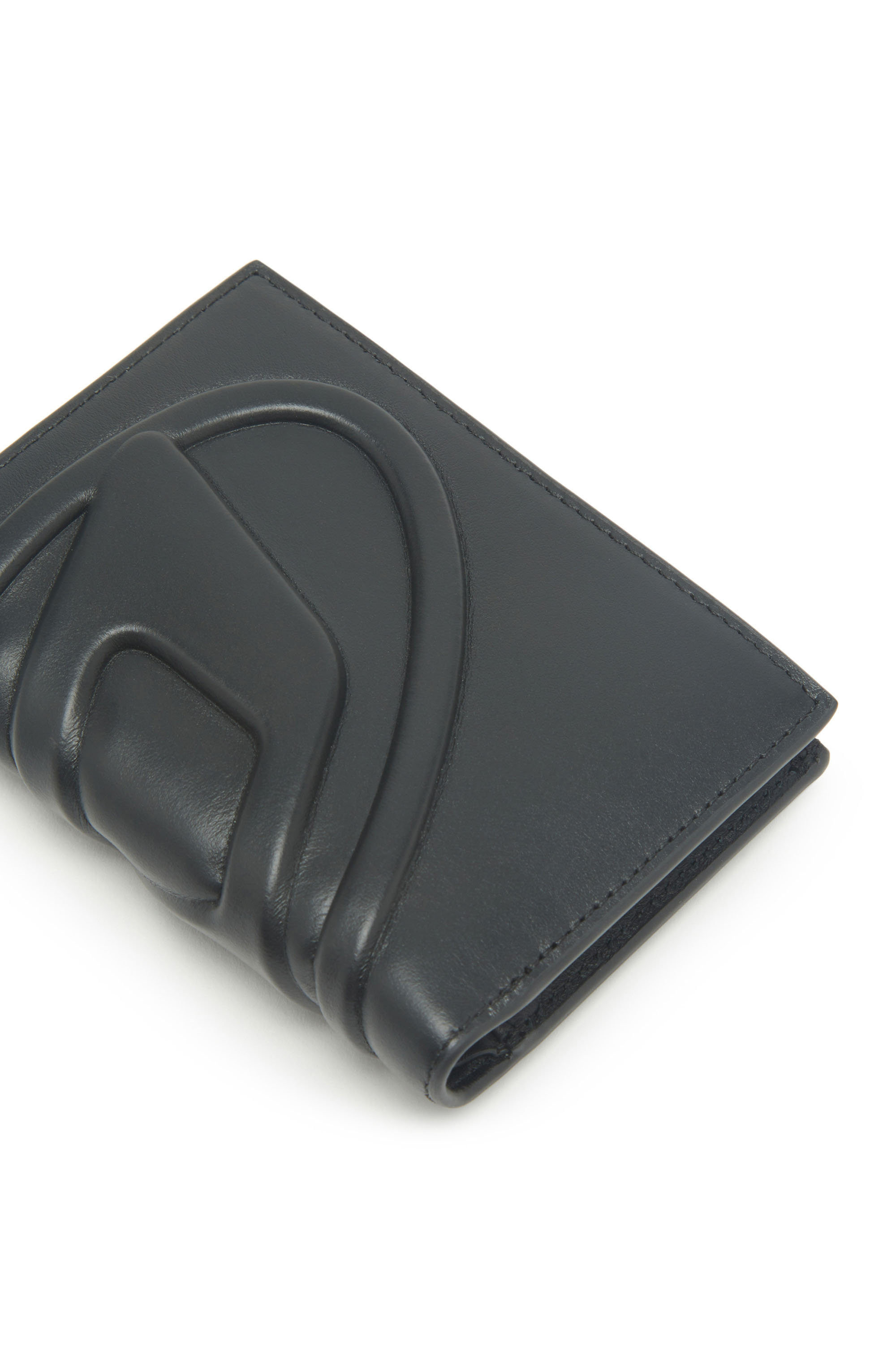 Diesel - BI-FOLD ZIP, Unisex's Small leather wallet with embossed logo in Black - 4