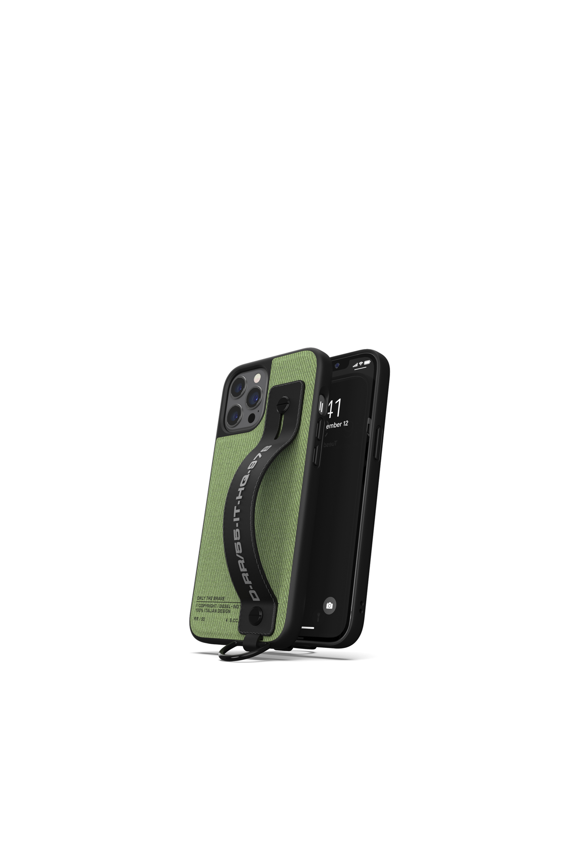 Diesel - 44292  HANDSTRAP CASE, Unisex's Handstrap case utility twill for iPhone 12 Pro Max in Green - 3
