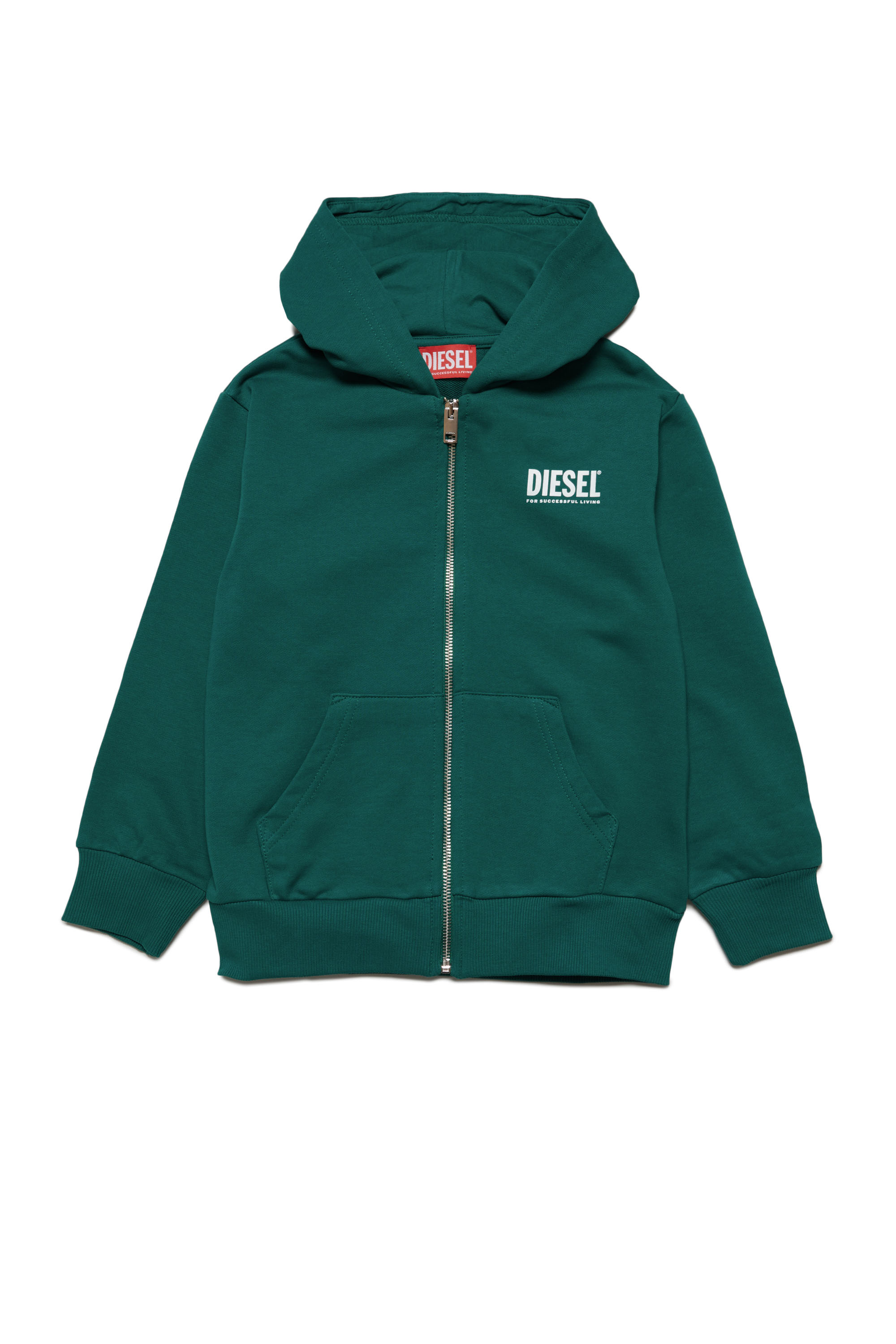 Diesel - LSTEPPIU DI OVER, Unisex's Zip-up hoodie with logo print in Green - 1