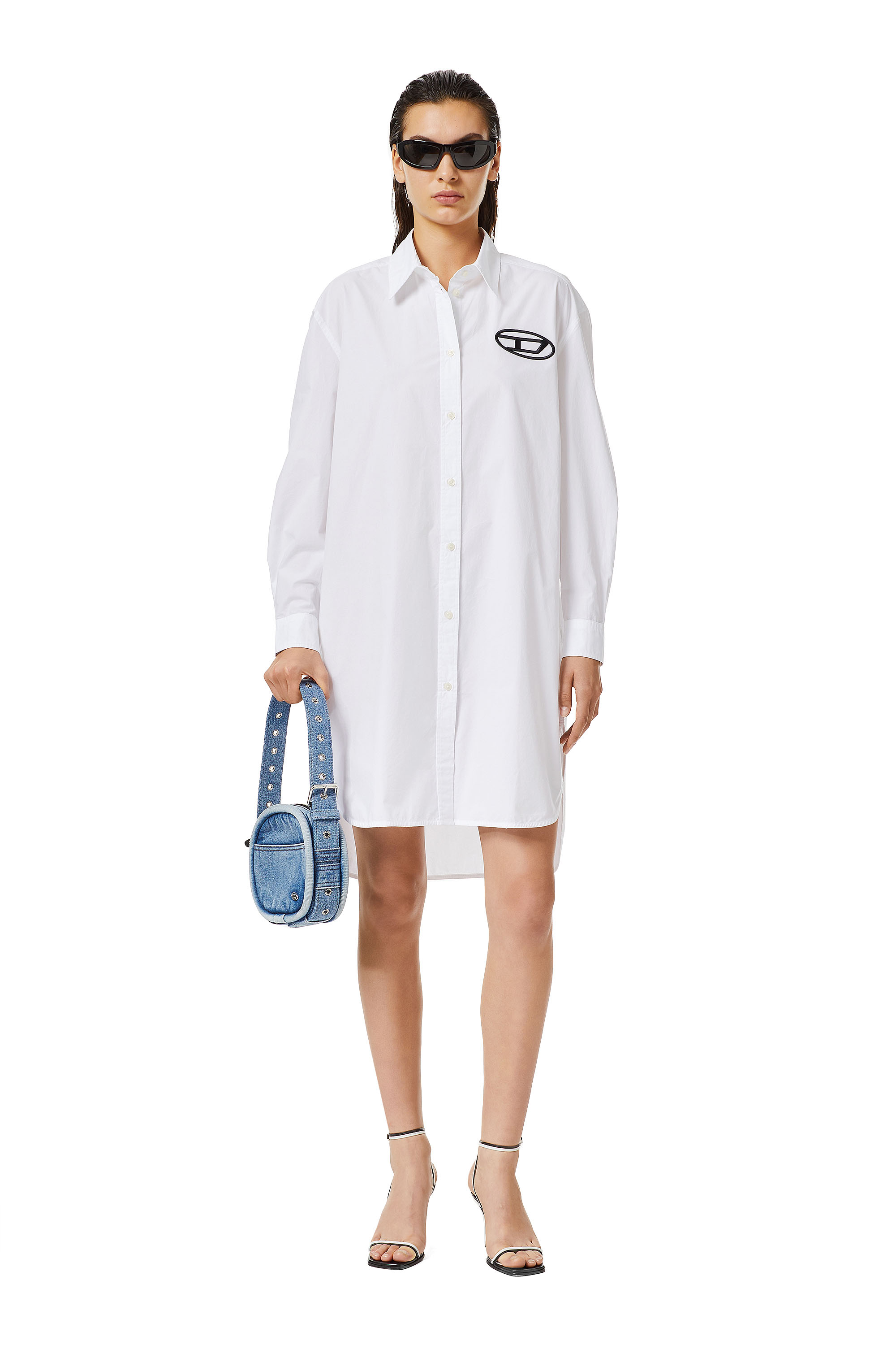 Diesel - D-LUNAR-A, Woman's Oversized shirt dress in White - 1