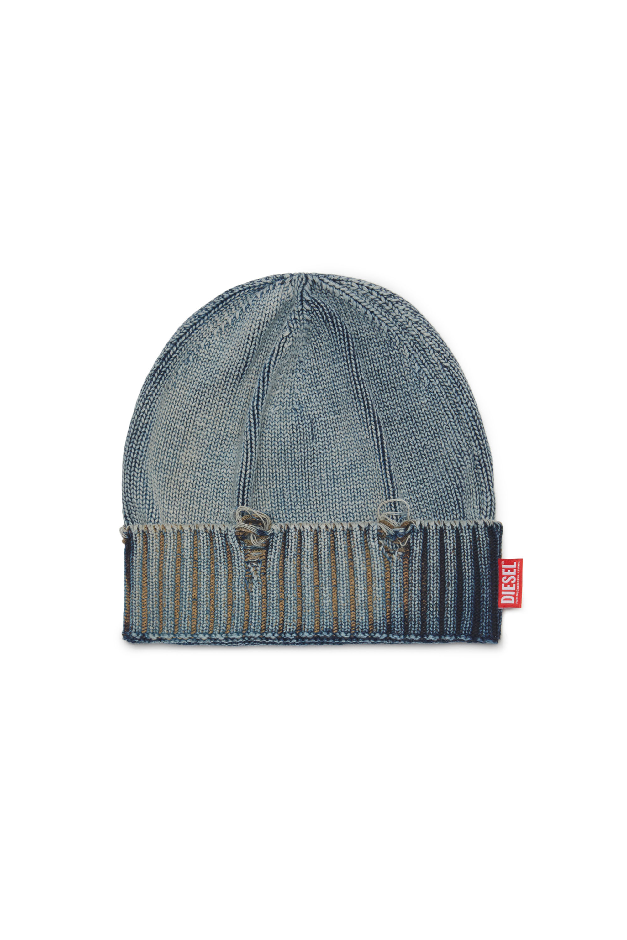 Diesel - K-DODE, Unisex's Distressed cotton beanie in Blue - 1