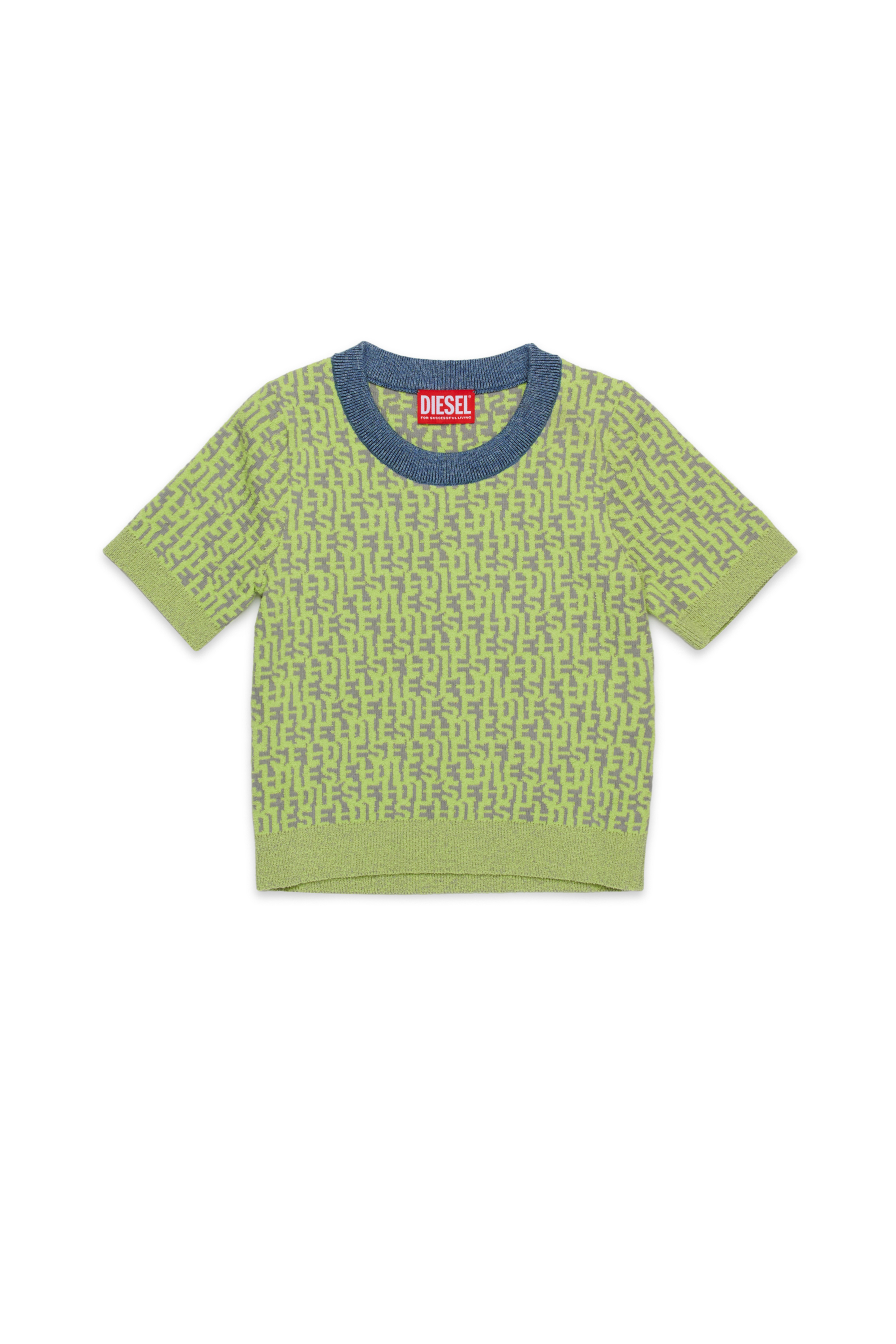Diesel - KIYLLA, Woman's Short-sleeve jumper with Diesel monogram in Yellow - 1