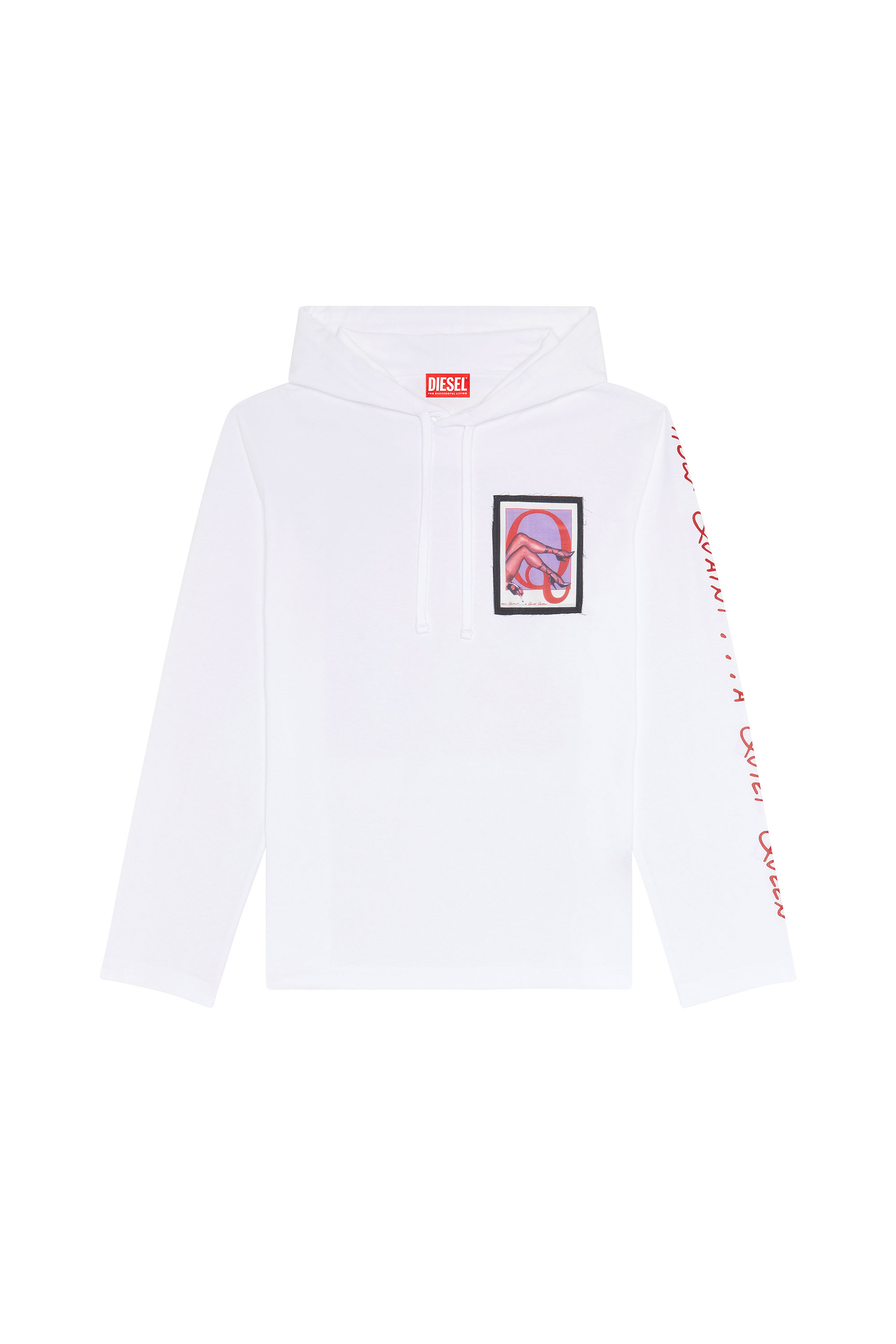 Diesel - PR-T-CRANE-LS-HOOD, Unisex's Hoodie with patches and lettering in White - 3
