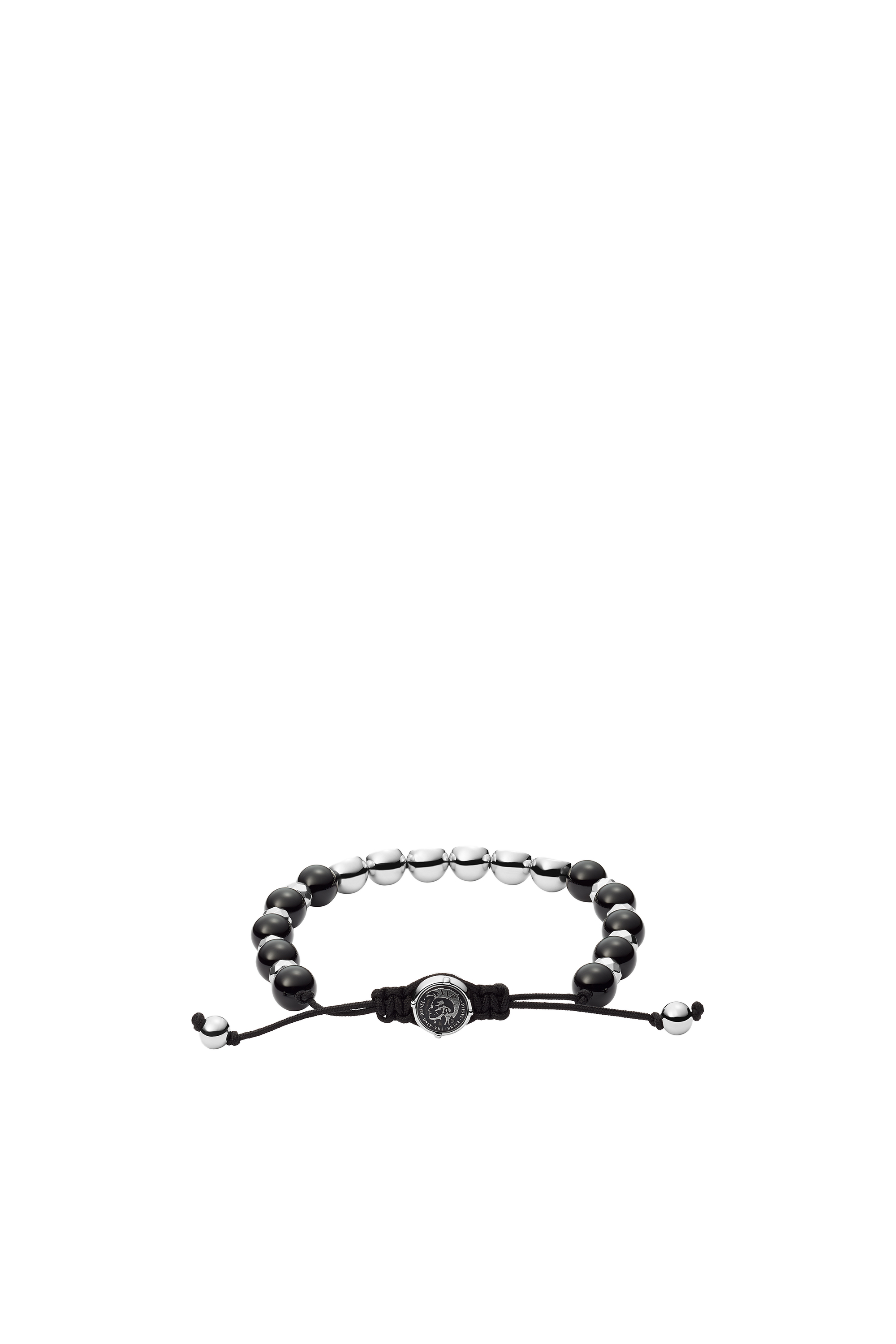 Diesel - DX1267, Man's Diesel Stainless Steel Semi-Precious Beaded Bracelet in Black/Silver - 2