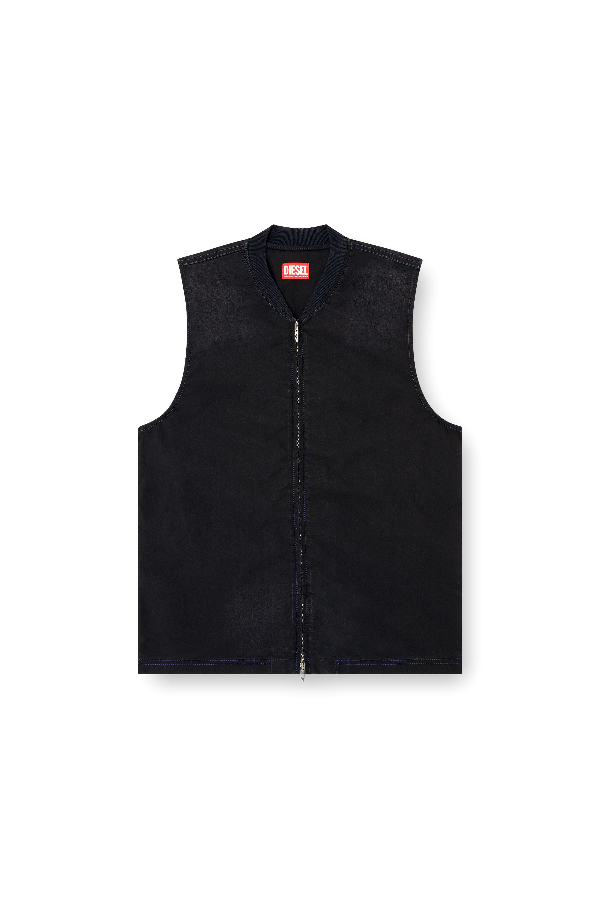 Diesel - D-SUND-D-N JOGG, Unisex's Sleeveless technical JoggJeans vest in Black/Dark grey - 3