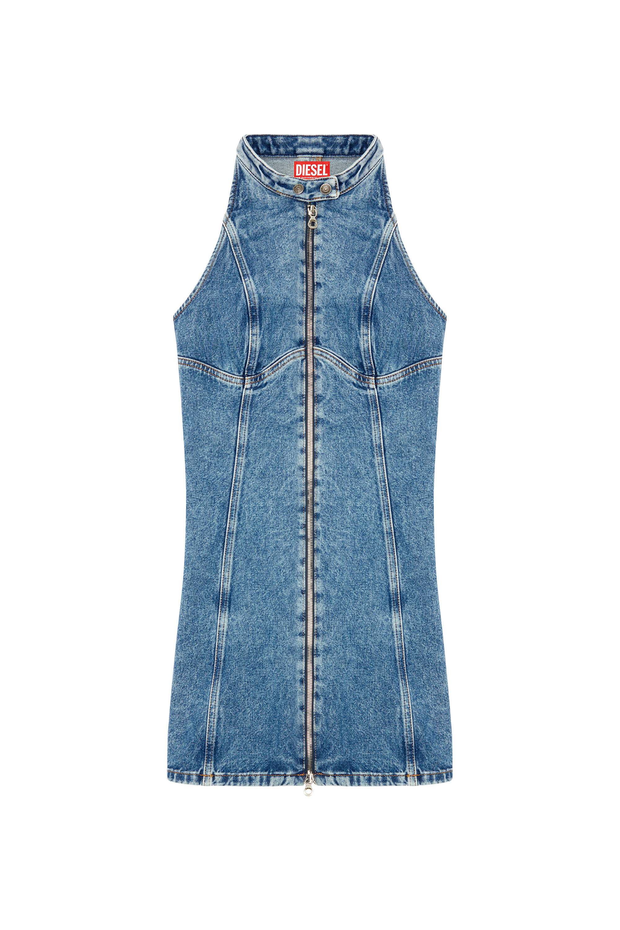 Diesel - DE-LULU-SHORT, Woman's Mini dress in stretch denim in Light Blue - 2