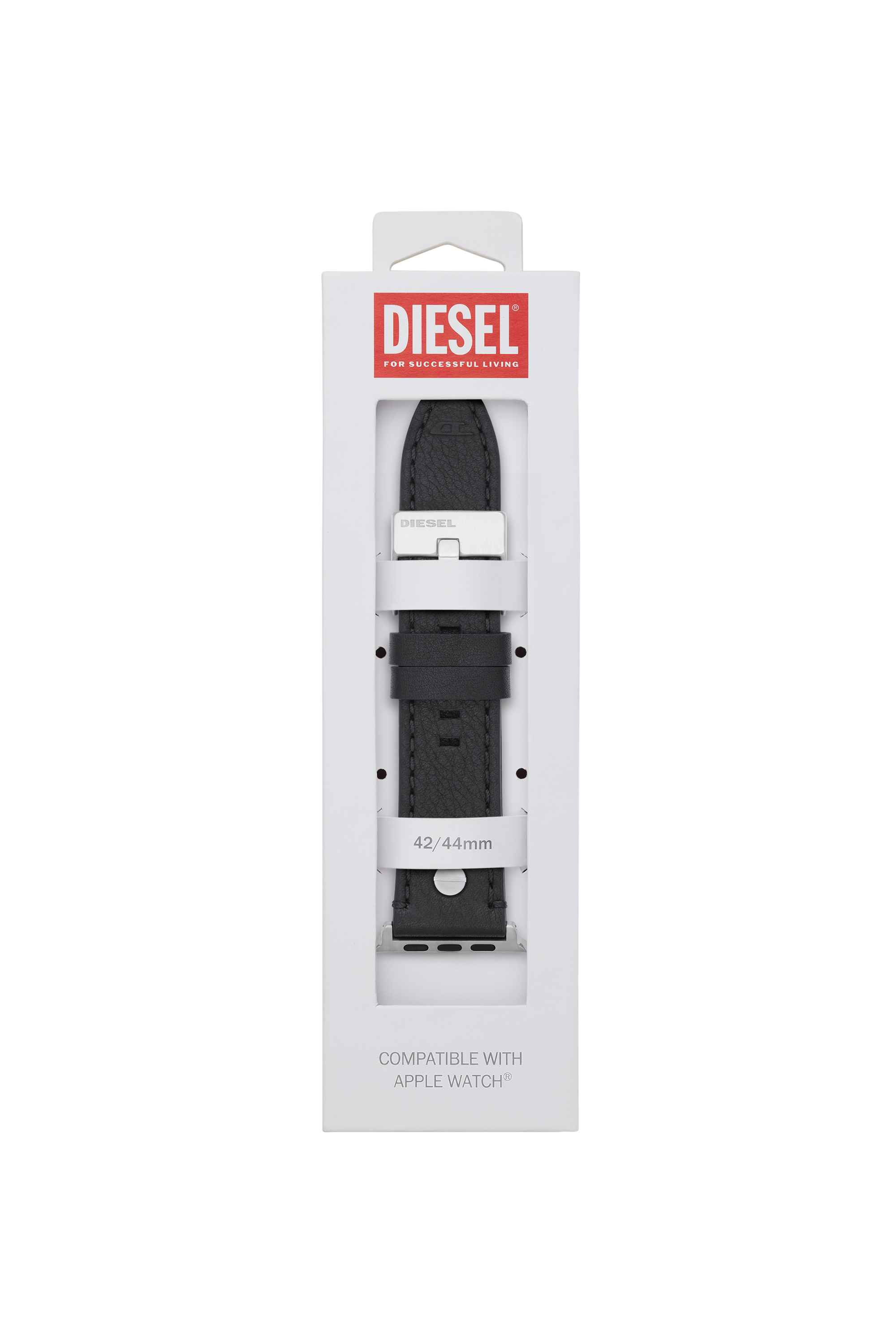 Diesel - DSS001, Unisex's Leather Band for Apple Watch®, 42mm, 44mm, 45mm in Black - 2