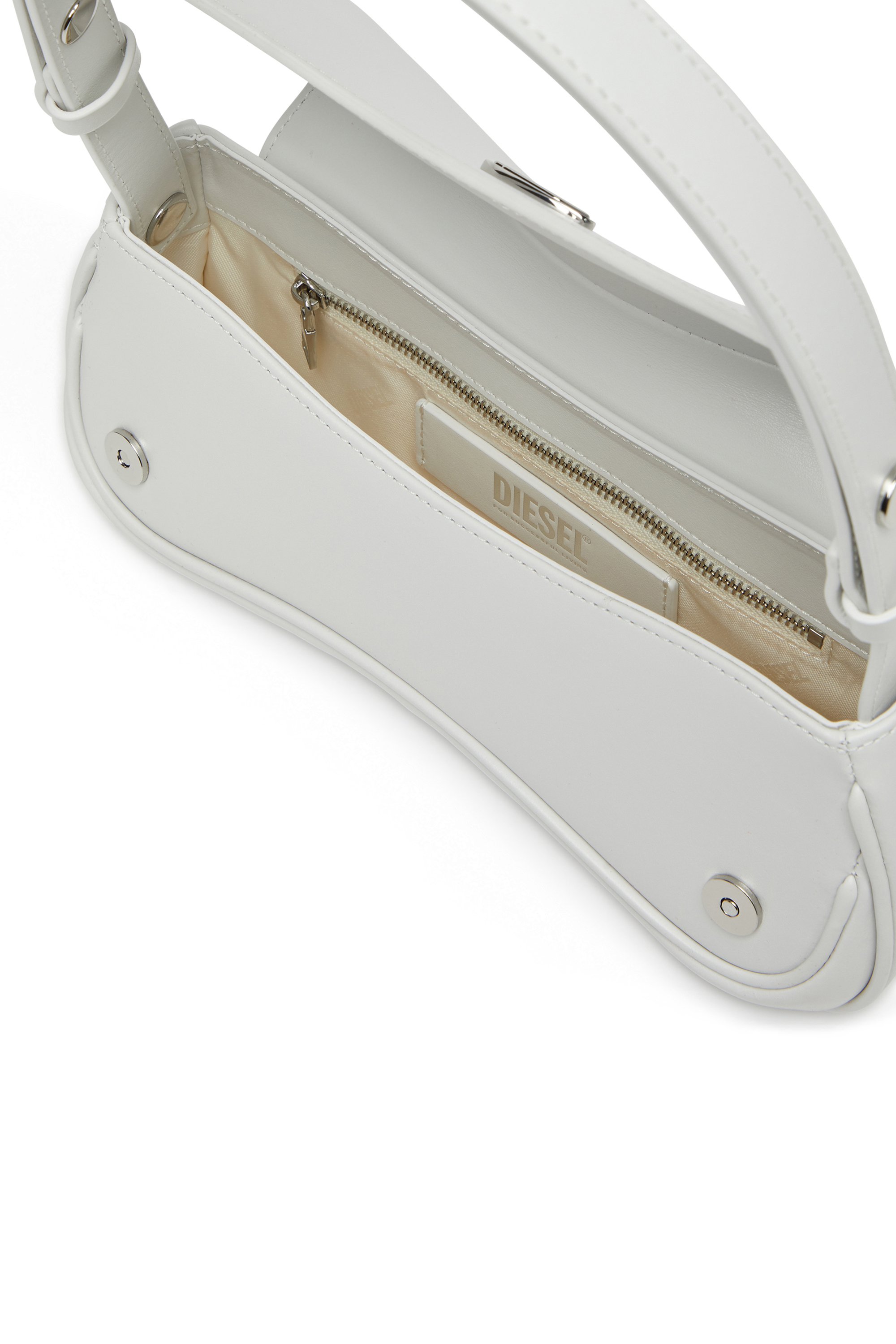 Diesel - PLAY CLUTCH, Woman's Play-Semi gloss leather shoulder bag in White - 4
