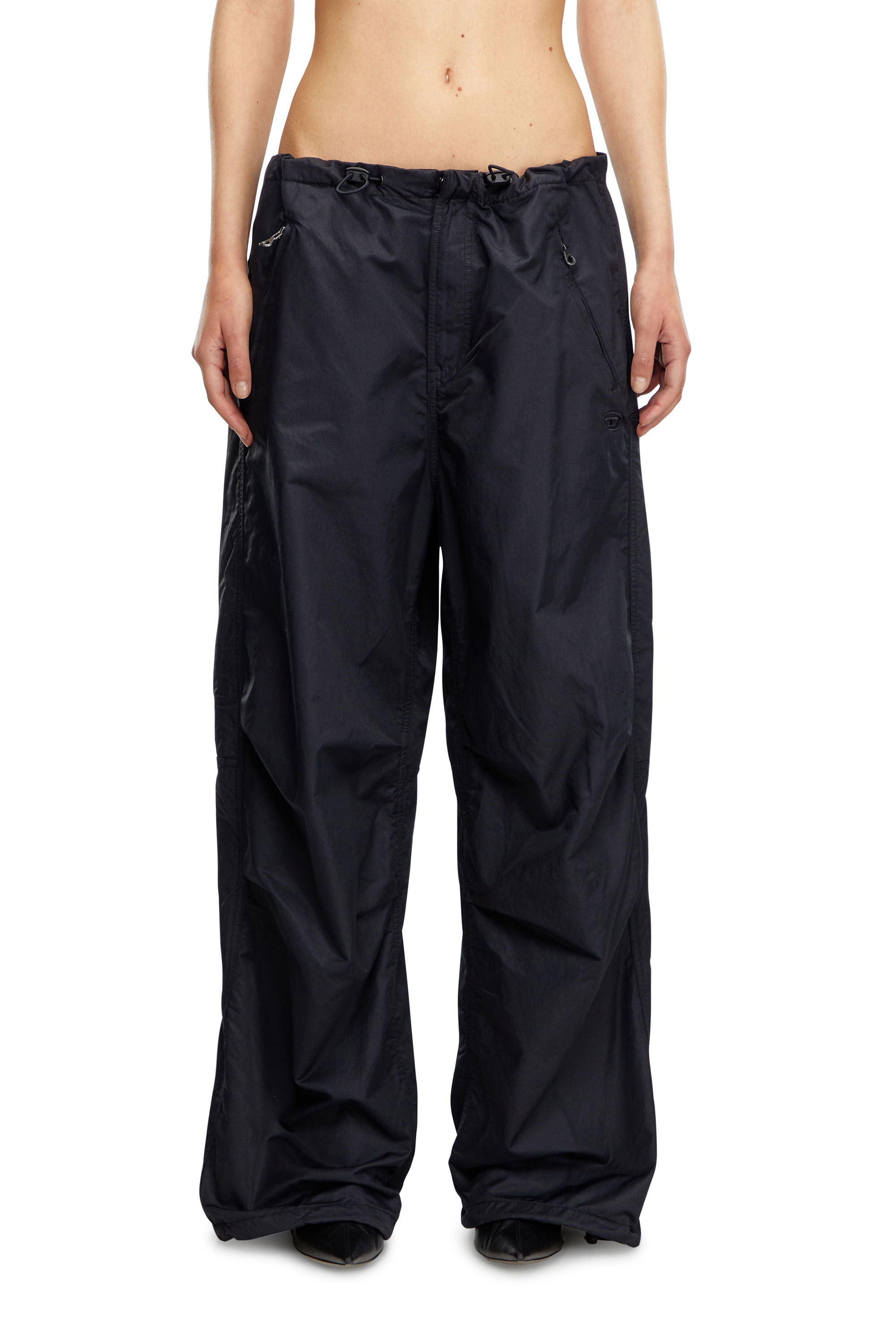 Diesel - P-DIAMANDA, Woman's Ergonomic cargo pants in micro twill in Black - 1