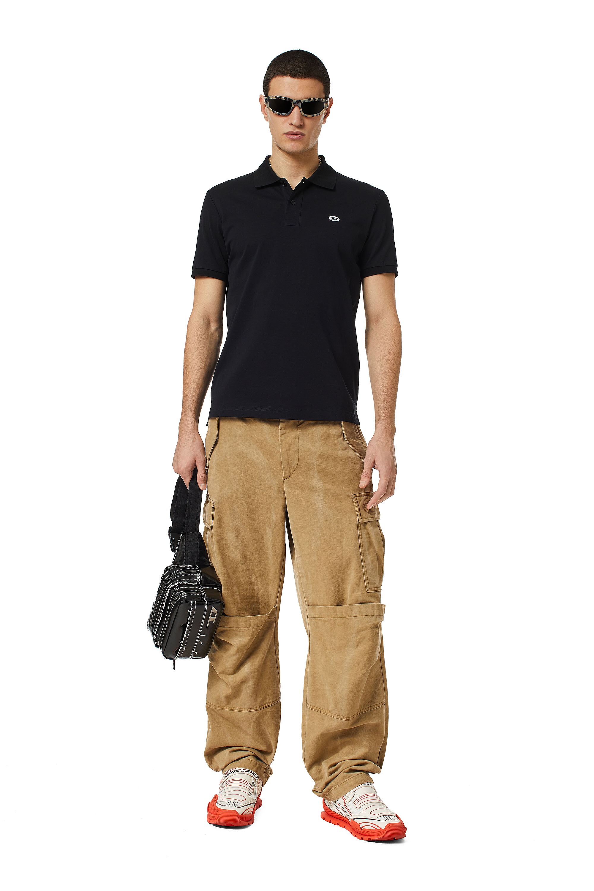 Diesel - T-SMITH-DOVAL-PJ, Man's Polo shirt with oval D patch in Black - 2