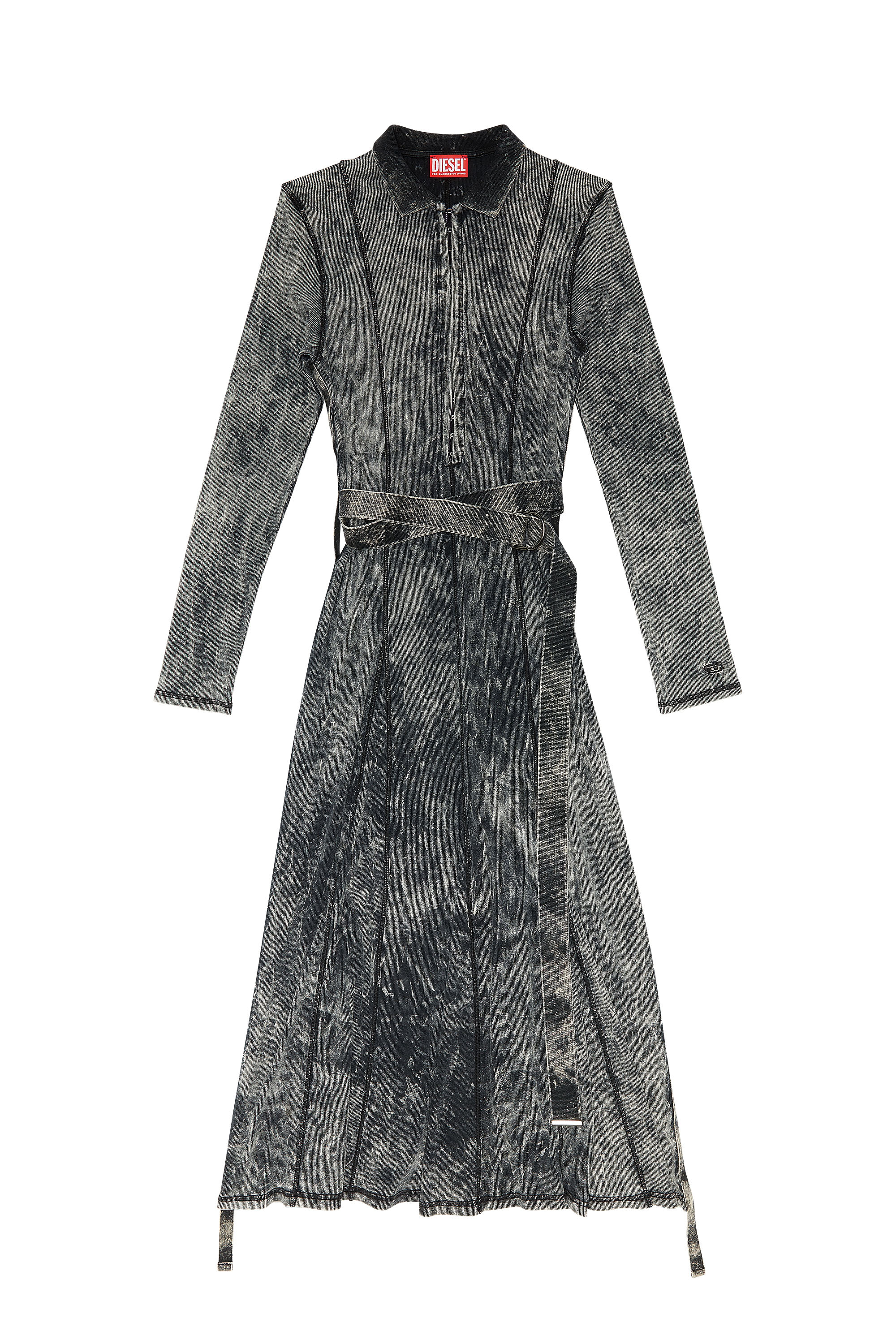 Diesel - D-LAVALIN, Woman's Midi dress in ribbed stretch cotton in Black - 2