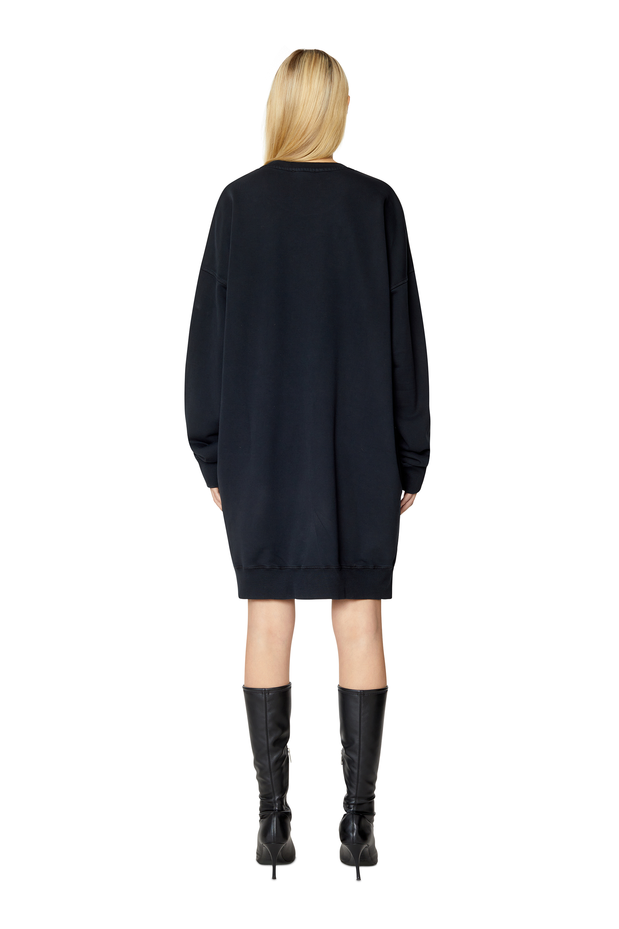 Diesel - D-ROBBIE-IND, Woman's Sweatshirt dress with logo print in Black - 3