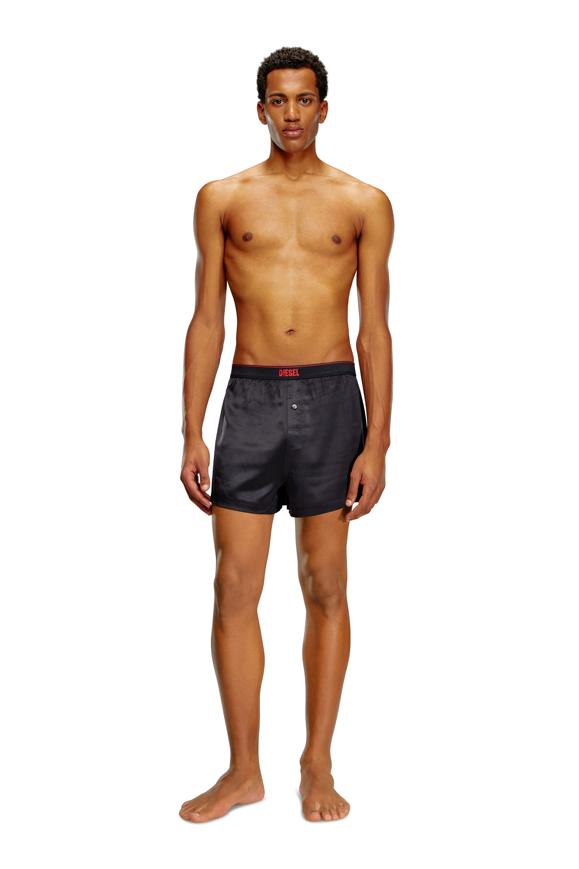 Diesel - UUBX-STARK-EL, Unisex's Silk boxers with logo waist in Black - 1