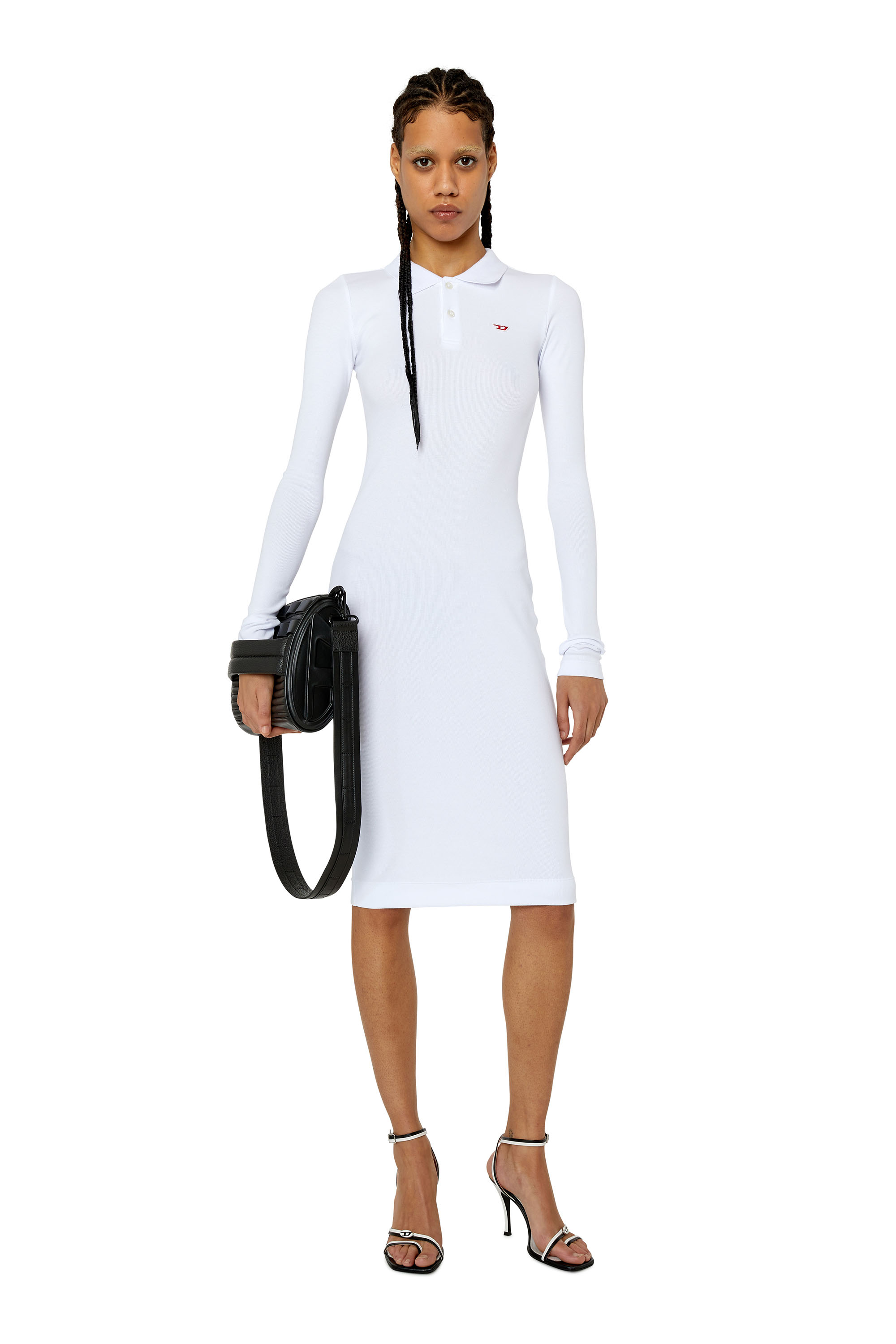Diesel - D-RIBENNY-LS-D, Woman's Polo dress with D logo in White - 1