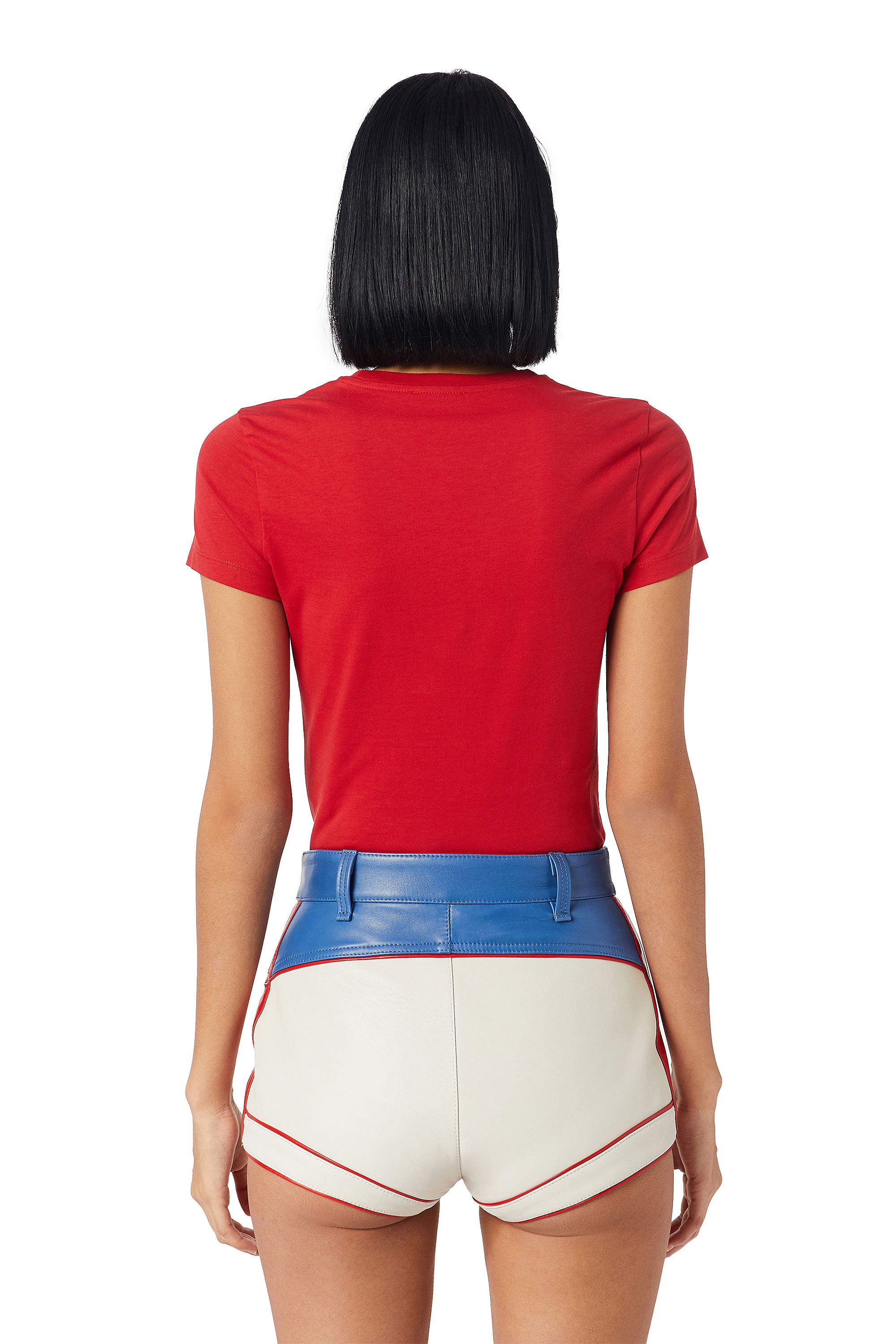 Diesel - T-SLI-DIV, Woman's Denim Division T-shirt in Red - 4