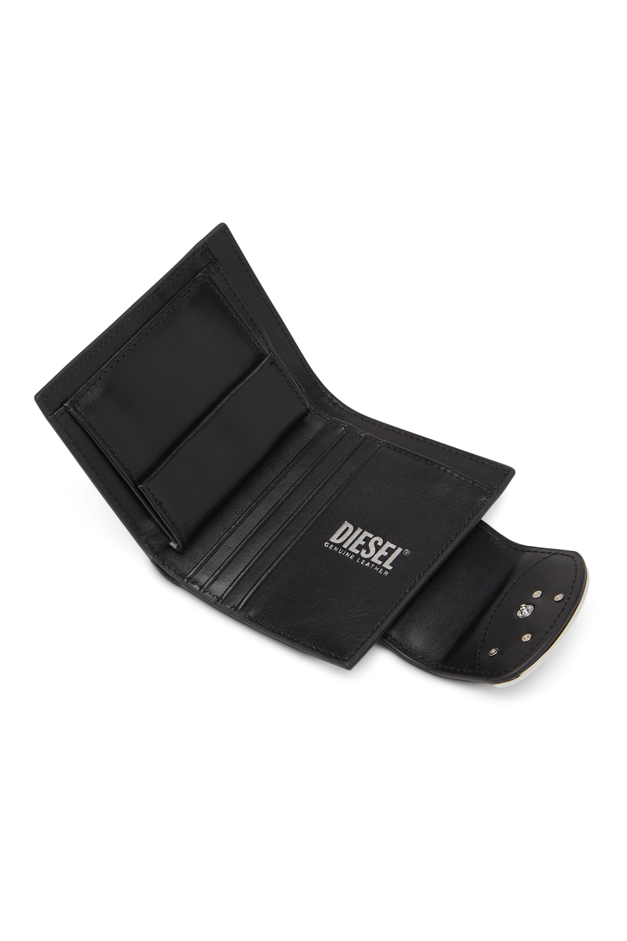 Diesel - CAMILLE, Woman's Wallet in nappa leather with logo plaque in Black - 3