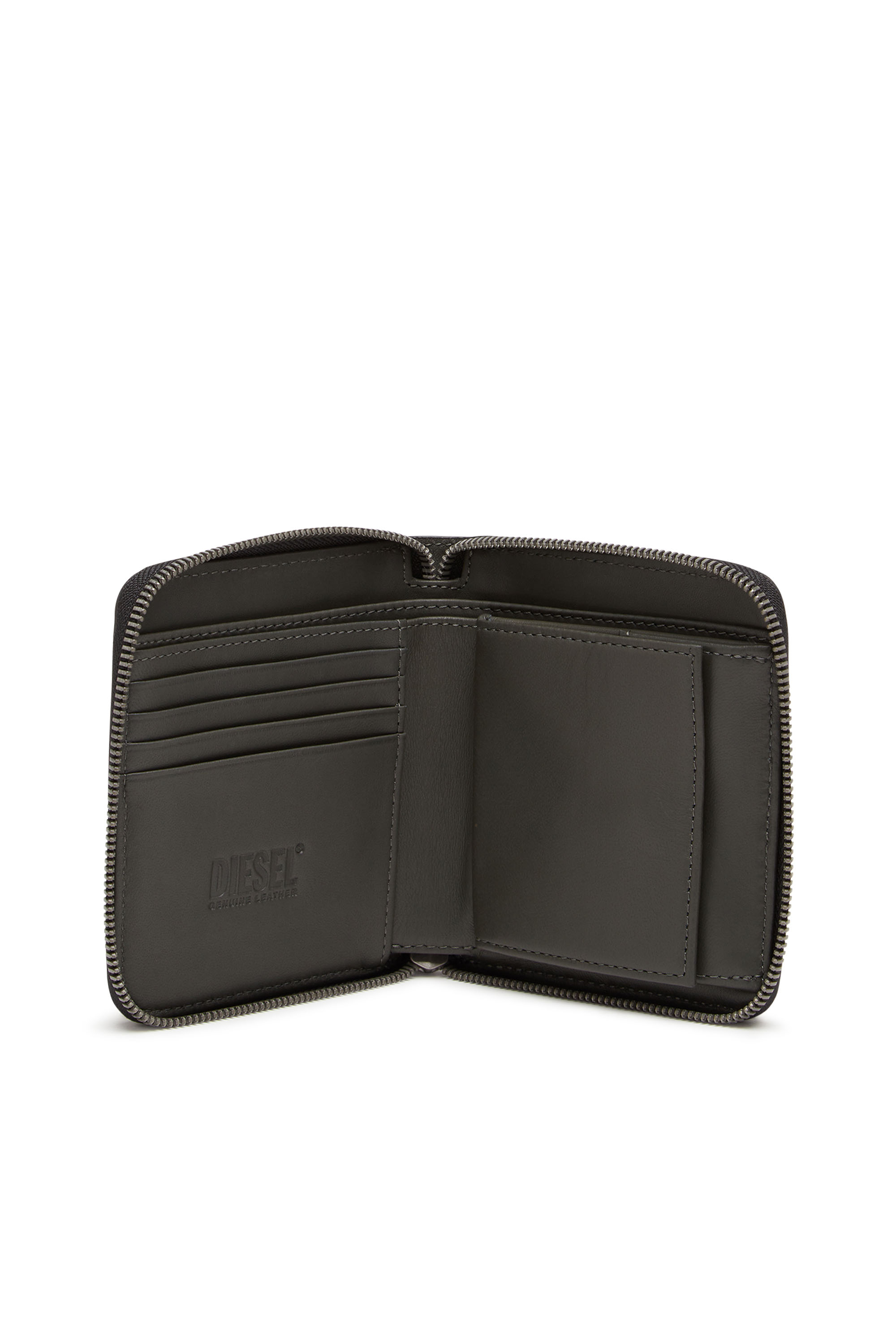 Diesel - BI-FOLD COIN ZIP M, Man's Zip wallet in monogram leather in Black - 3