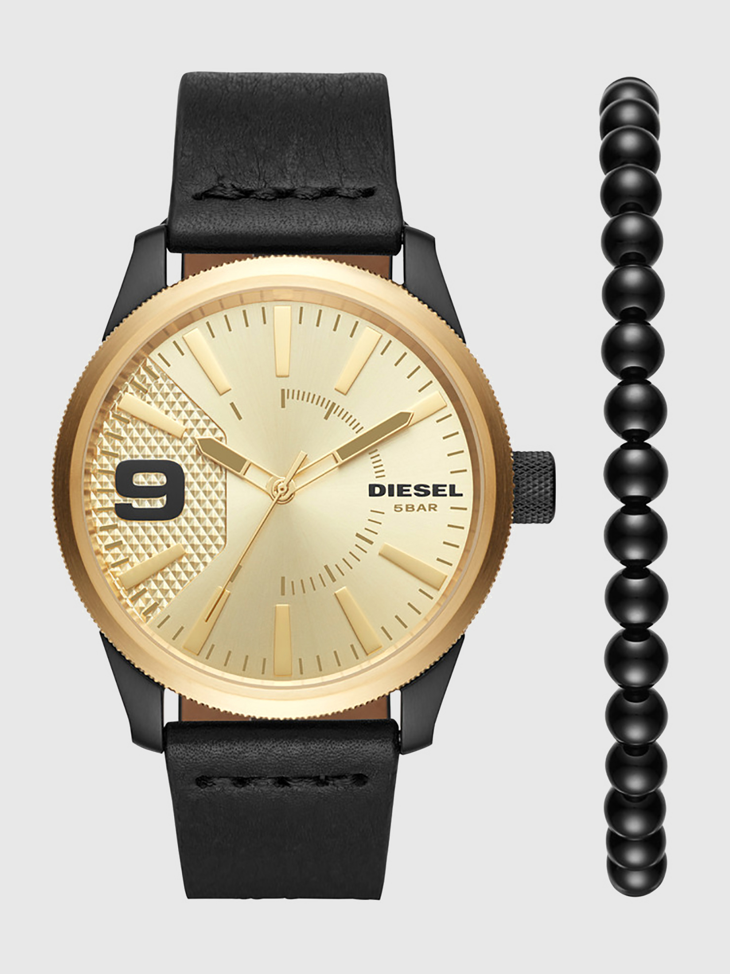 Diesel - DZ1840, Man's Gold-tone leather watch, 46 mm in Gold - 1