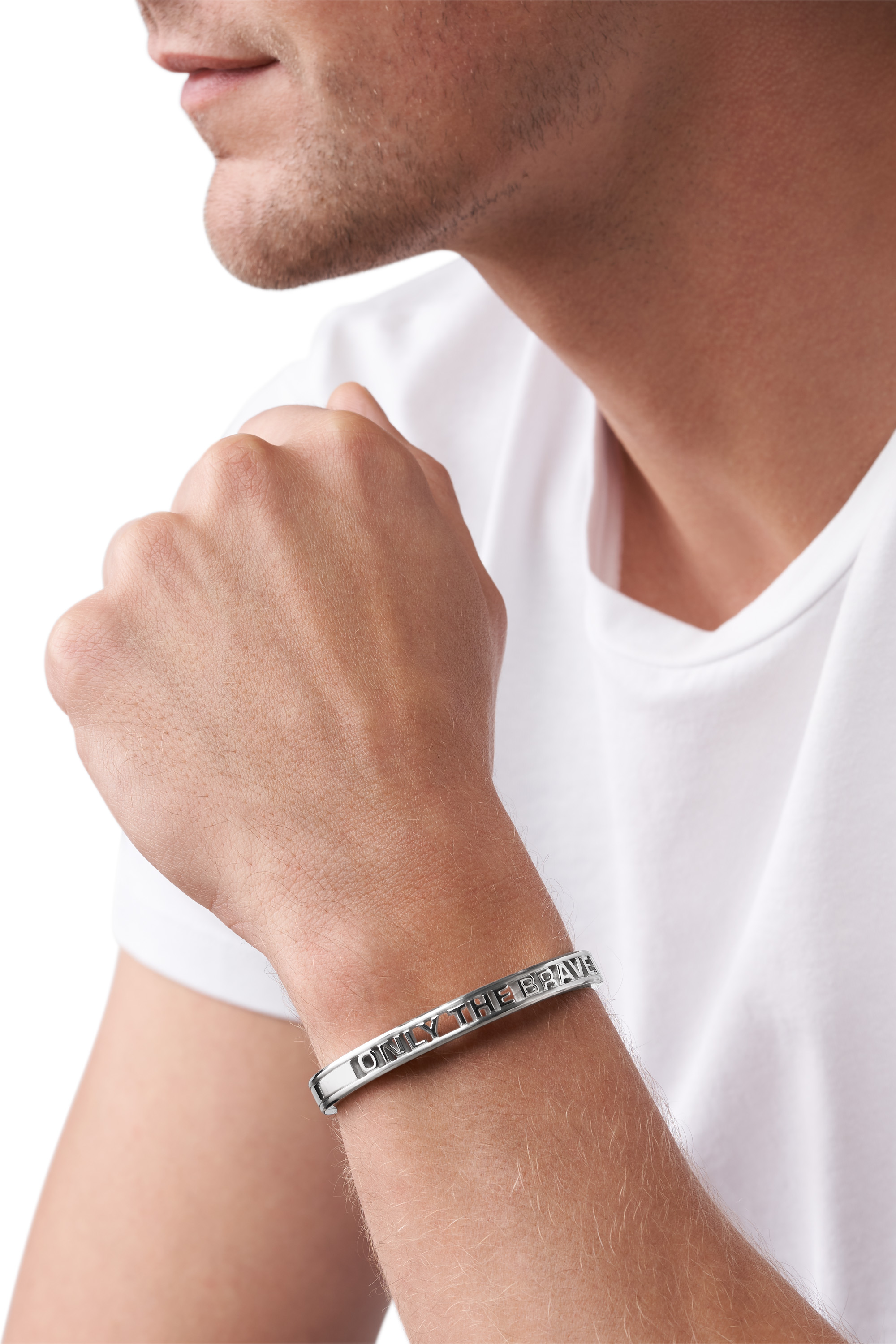 Diesel - DX1331, Man's Stainless Steel Cuff Bracelet in Silver - 3